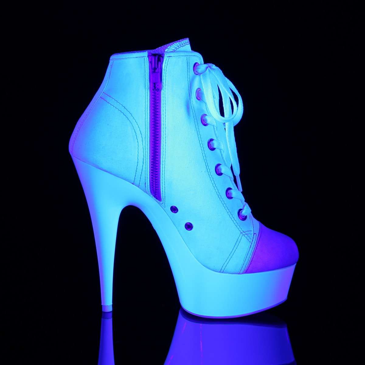 Pleaser Delight-600SK-02 WCA/NW - White Platform High-Heel Ankle Boots