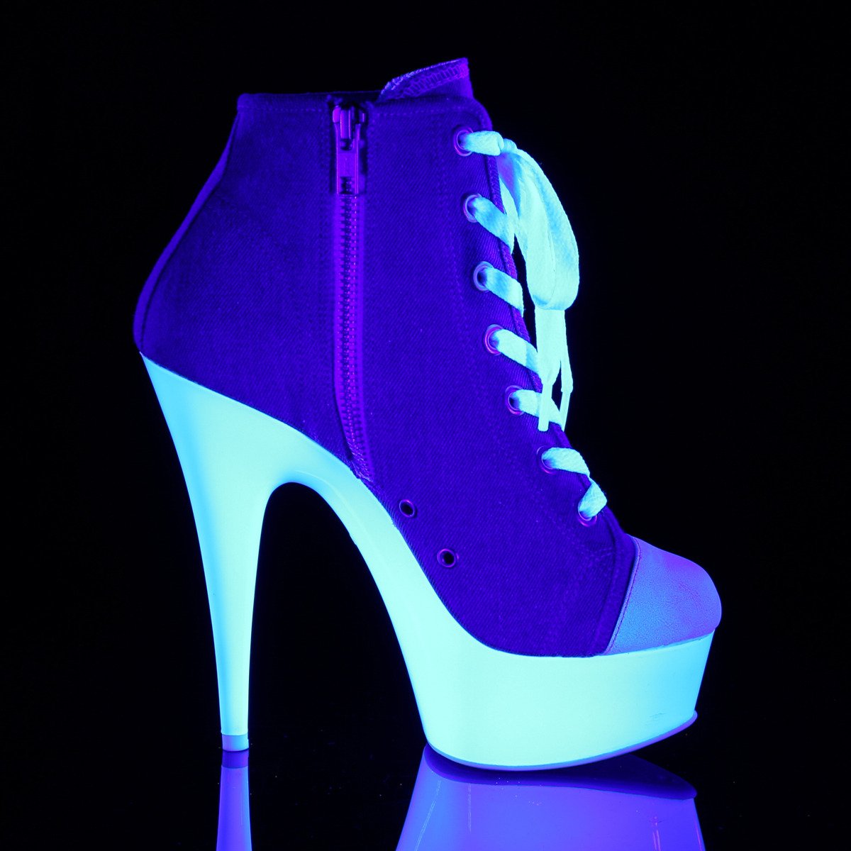 Pleaser Delight-600SK-02 DMCA/NW - Blue Platform High-Heel Ankle Boots