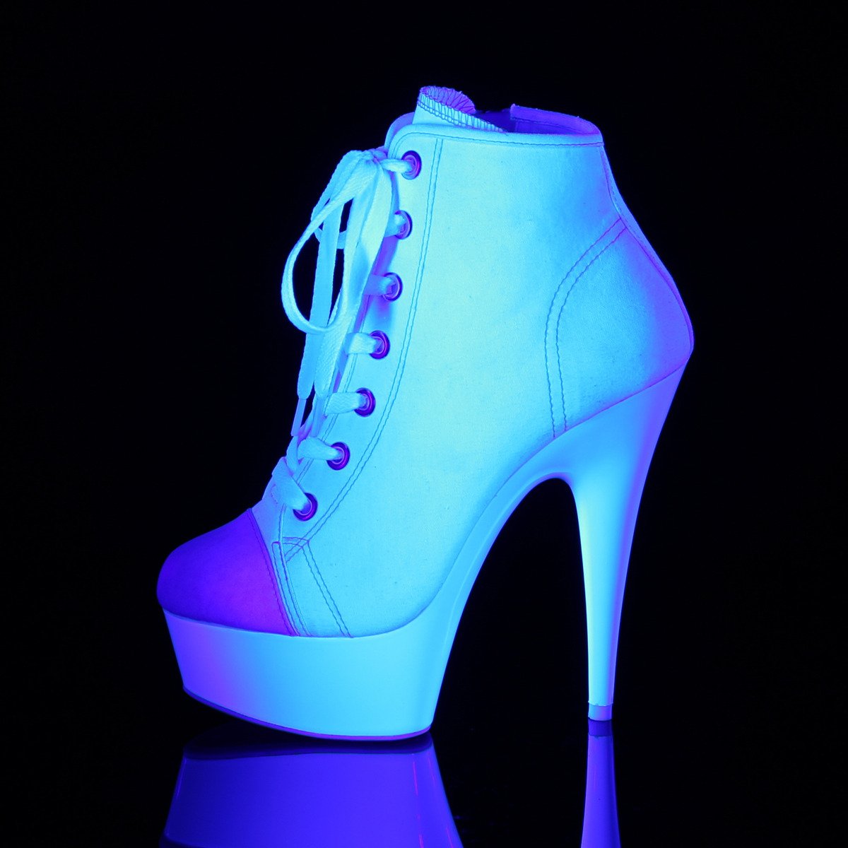 Pleaser Delight-600SK-02 WCA/NW - White Platform High-Heel Ankle Boots