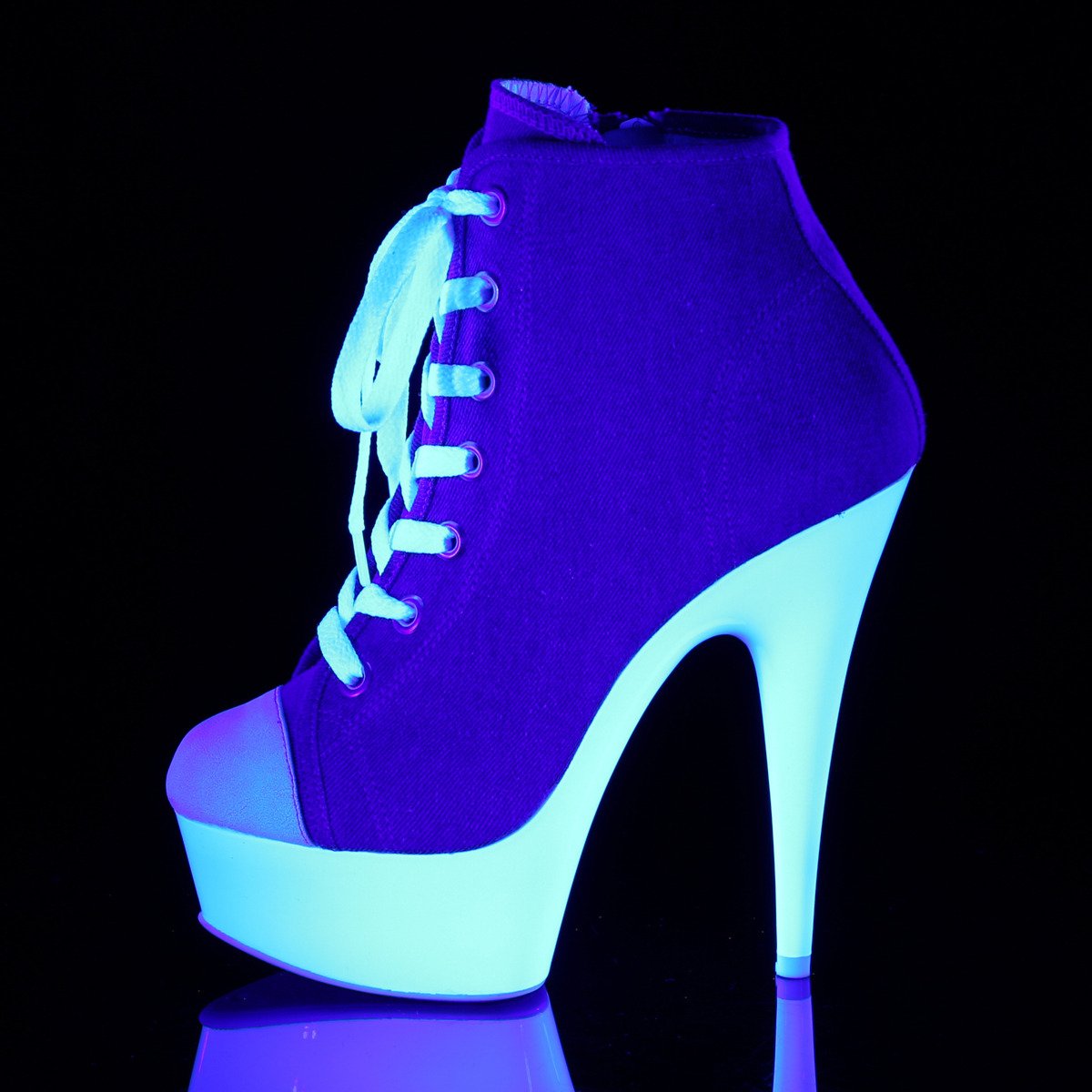 Pleaser Delight-600SK-02 DMCA/NW - Blue Platform High-Heel Ankle Boots