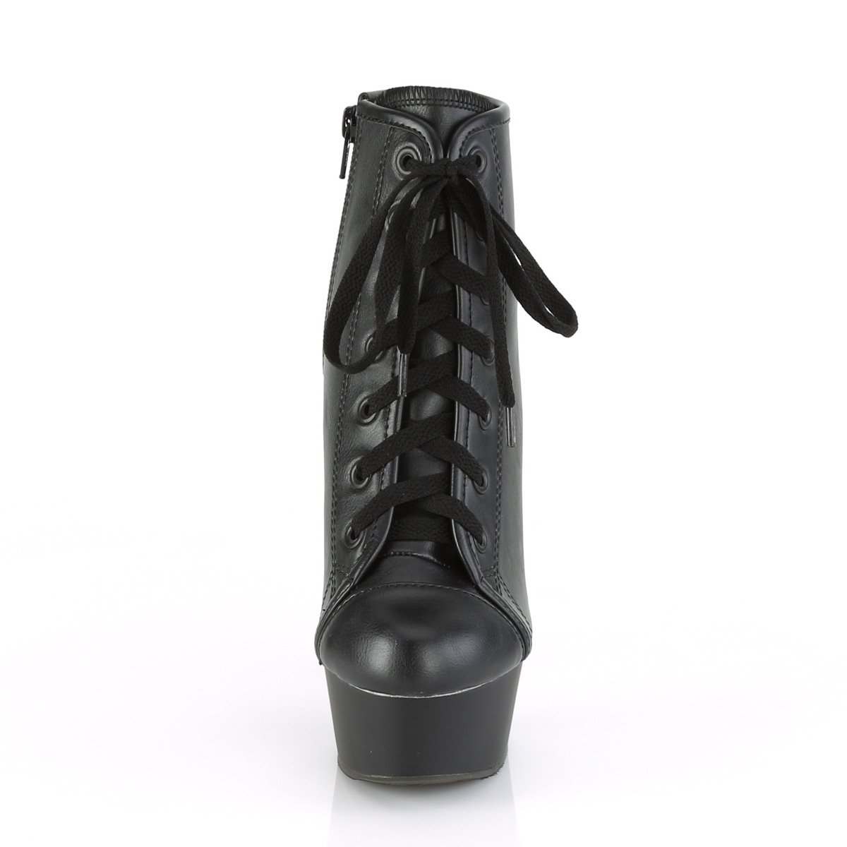 Pleaser Delight-600SK-02 BPU/M - Black Platform High-Heel Ankle Boots