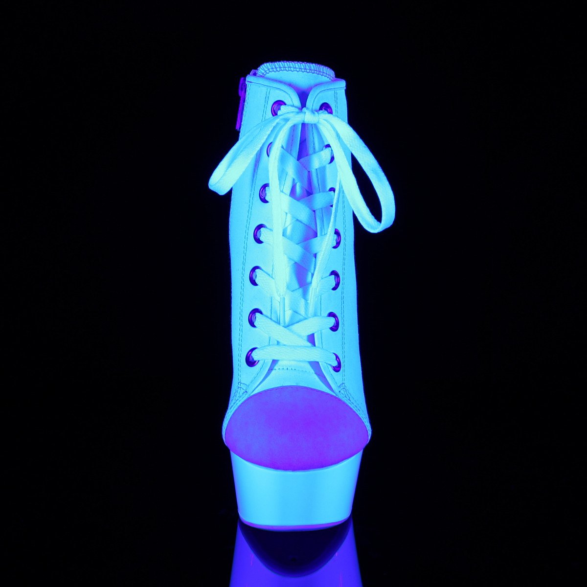 Pleaser Delight-600SK-02 WCA/NW - White Platform High-Heel Ankle Boots