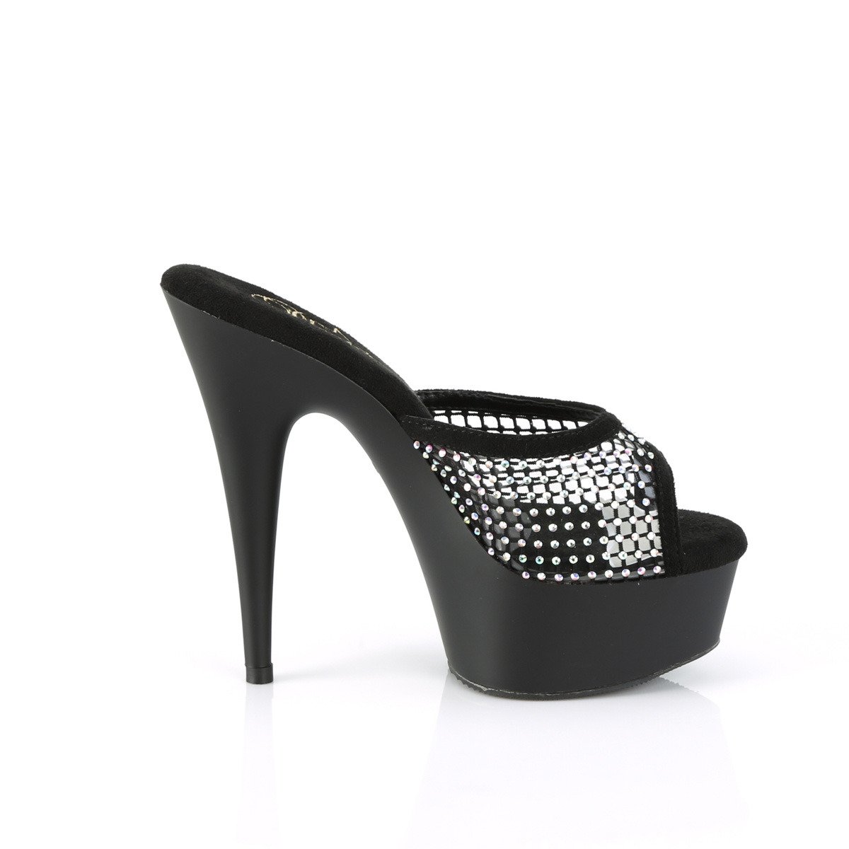 Pleaser Delight-601-6RM BFS-RS/M - Black Platform High-Heel Slides