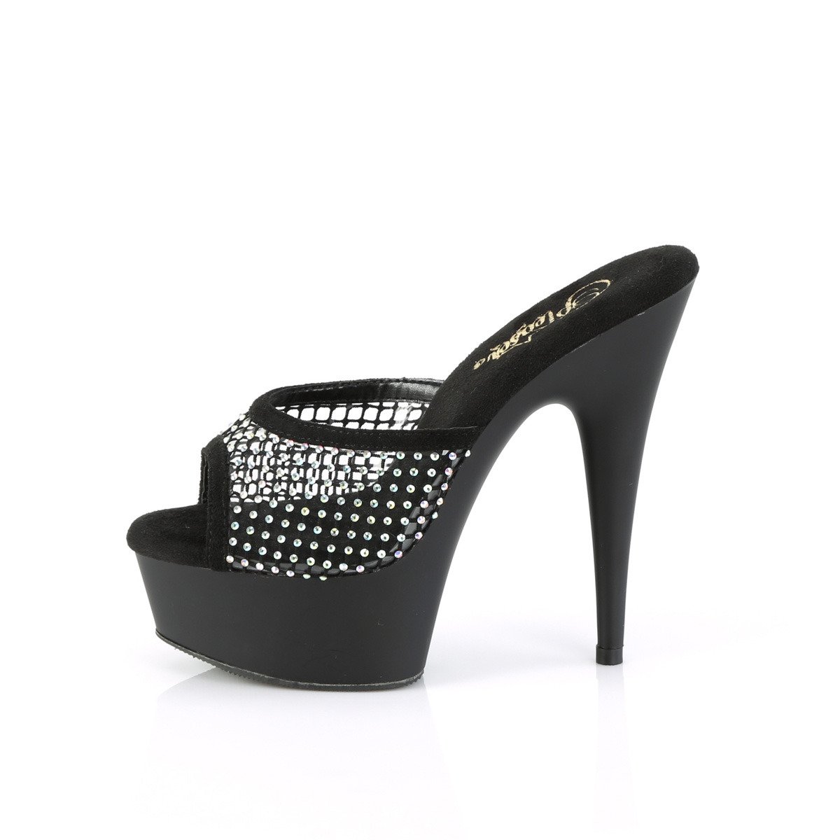 Pleaser Delight-601-6RM BFS-RS/M - Black Platform High-Heel Slides