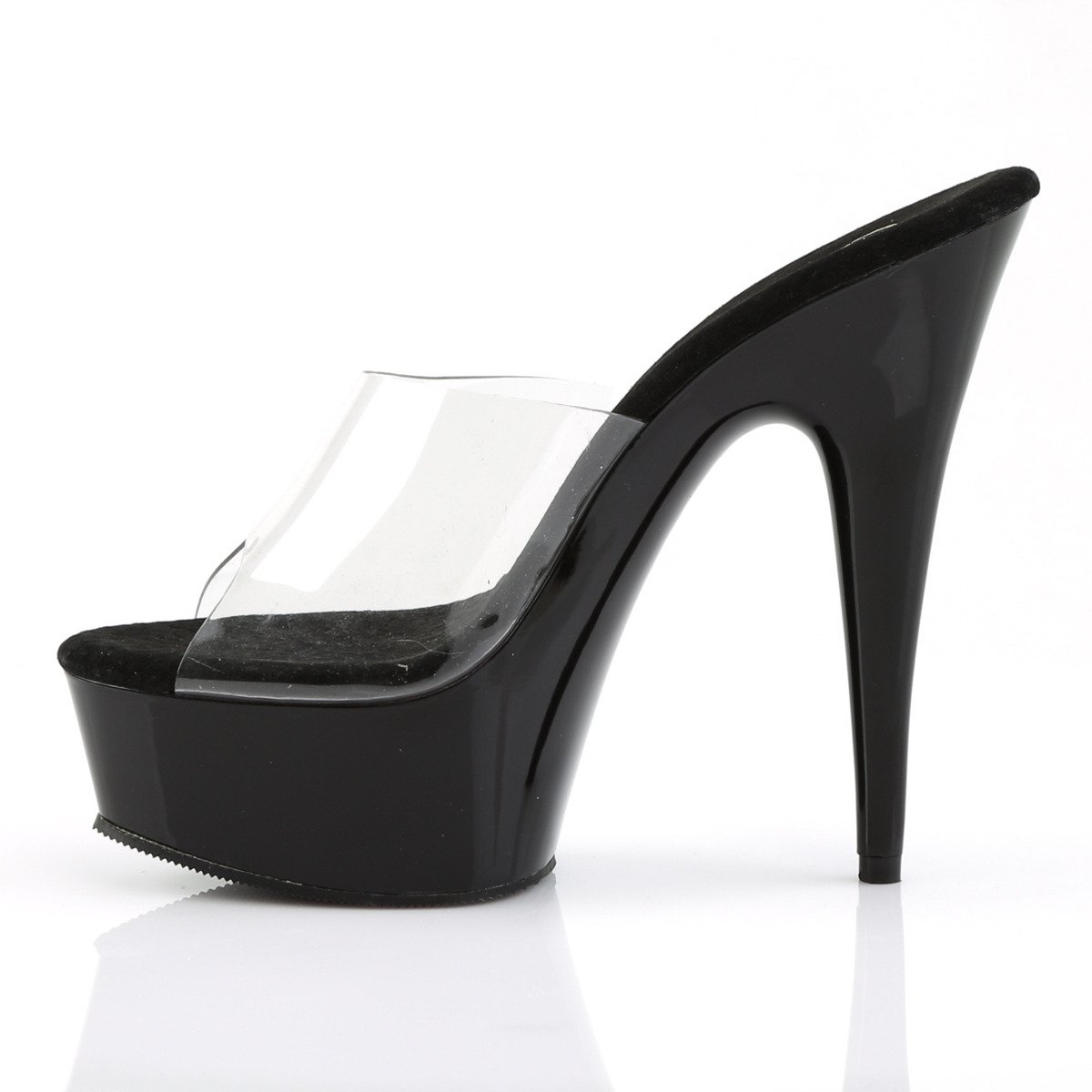 Pleaser Delight-601 C/B - Clear Platform High-Heel Slides