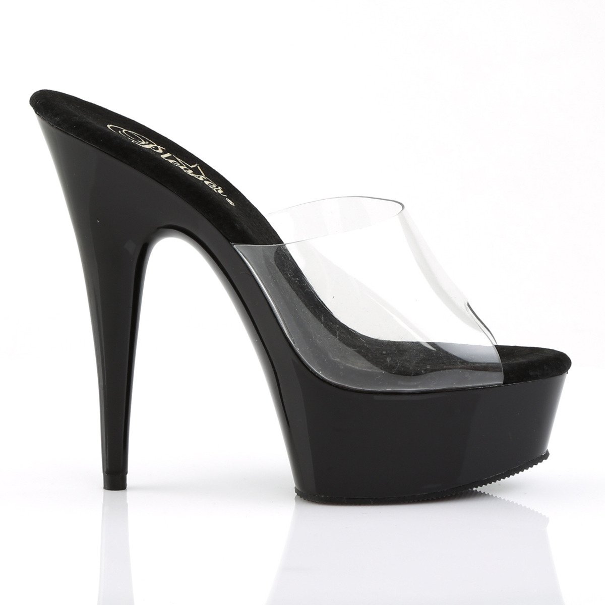 Pleaser Delight-601 C/B - Clear Platform High-Heel Slides
