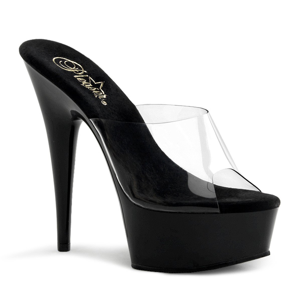 Pleaser Delight-601 C/B - Clear Platform High-Heel Slides