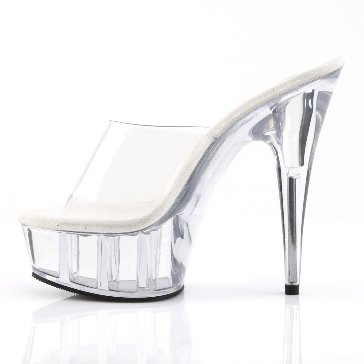 Pleaser Delight-601 C/M - Clear Platform High-Heel Slides