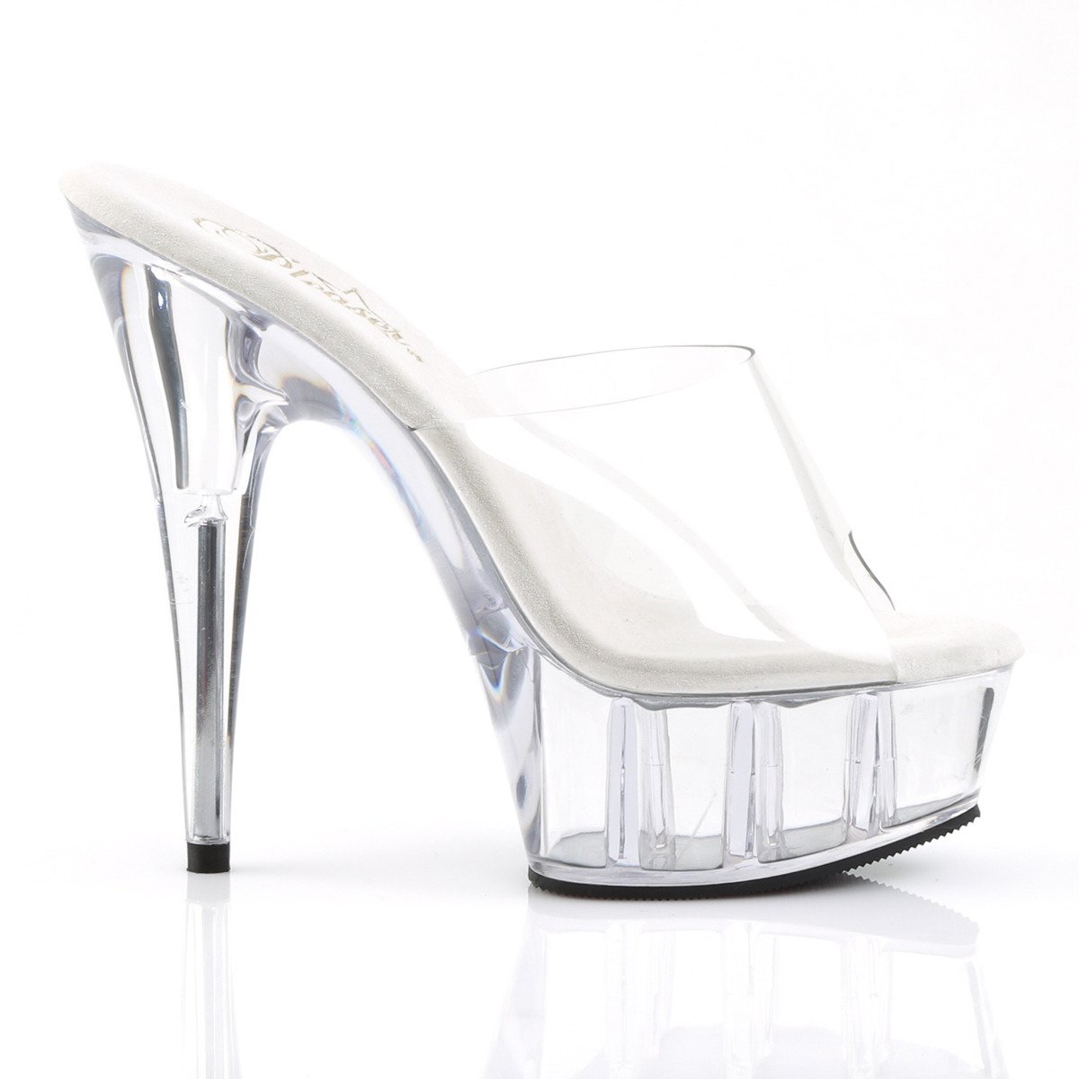 Pleaser Delight-601 C/M - Clear Platform High-Heel Slides
