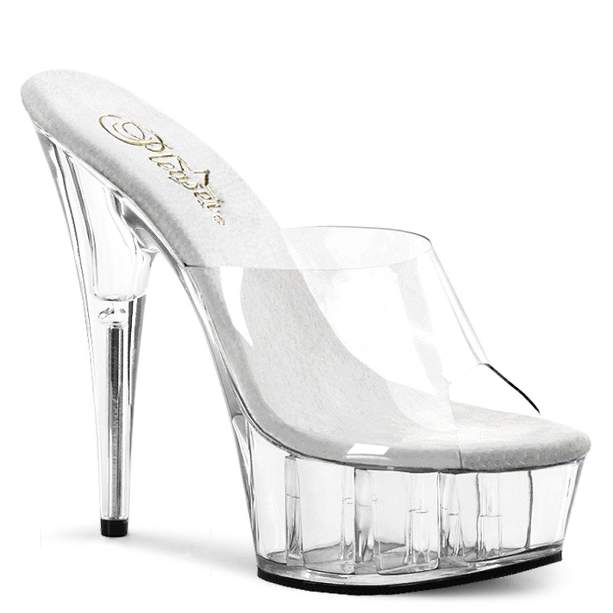 Pleaser Delight-601 C/M - Clear Platform High-Heel Slides