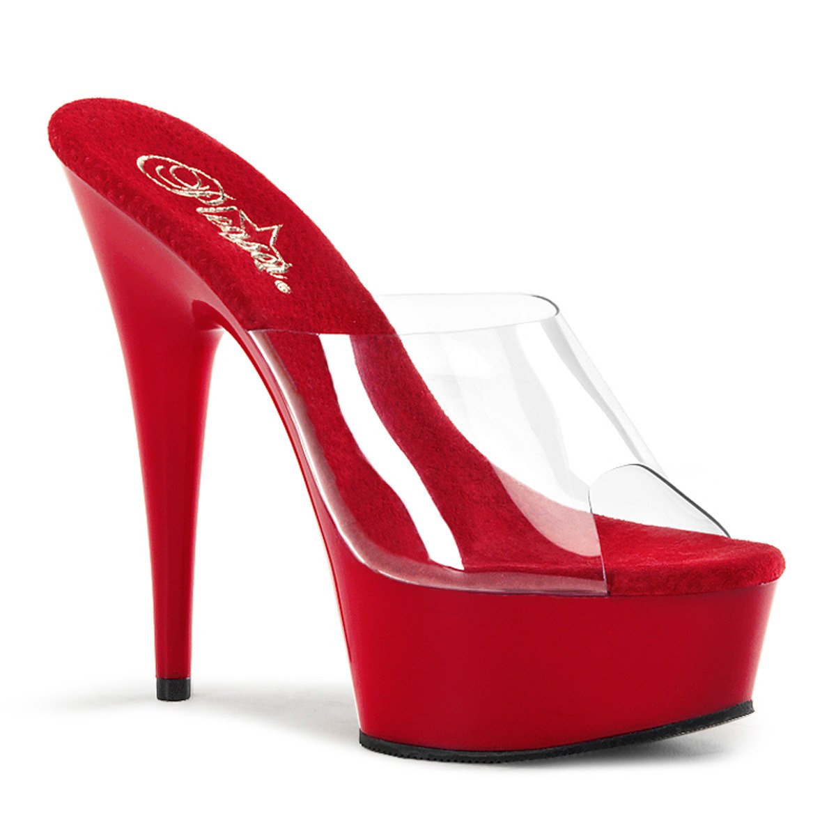 Pleaser Delight-601 C/R - Clear Platform High-Heel Slides
