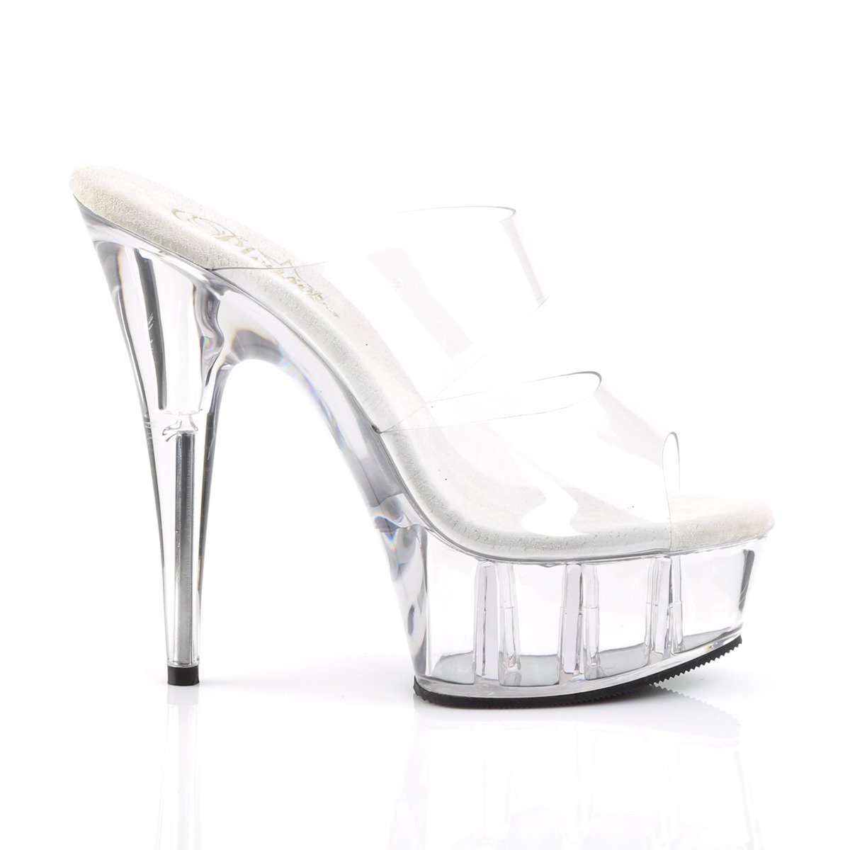 Pleaser Delight-602 C/M - Clear Platform High-Heel Slides