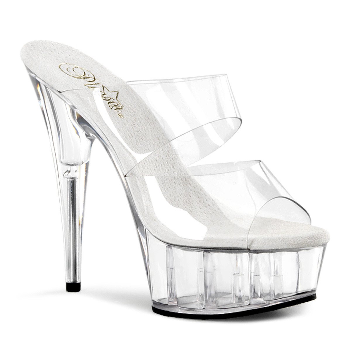 Pleaser Delight-602 C/M - Clear Platform High-Heel Slides
