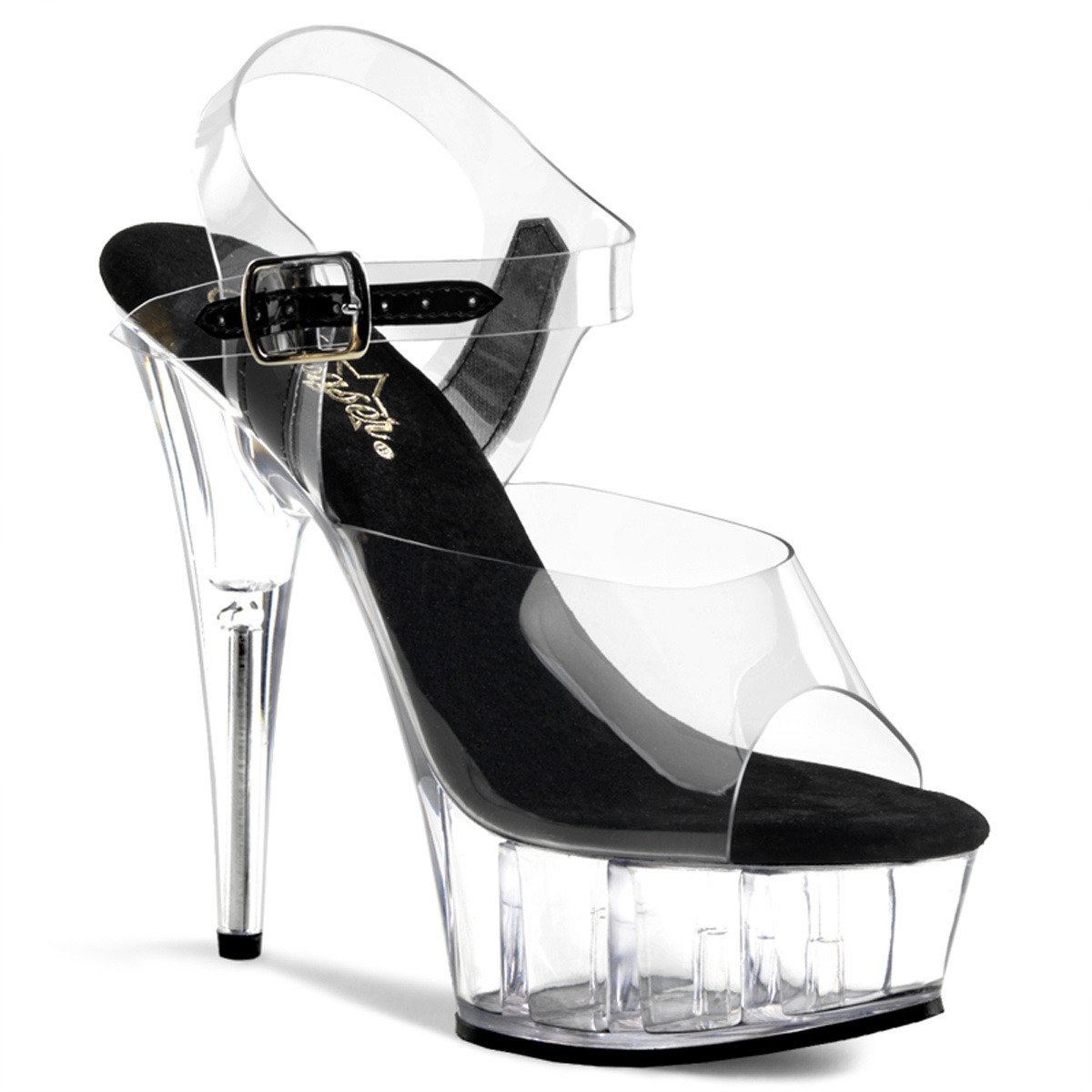 Pleaser Delight-608 C-B/C - Clear Platform High-Heel Sandals