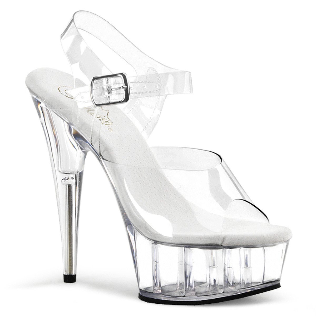 Pleaser Delight-608 C/M - Clear Platform High-Heel Sandals