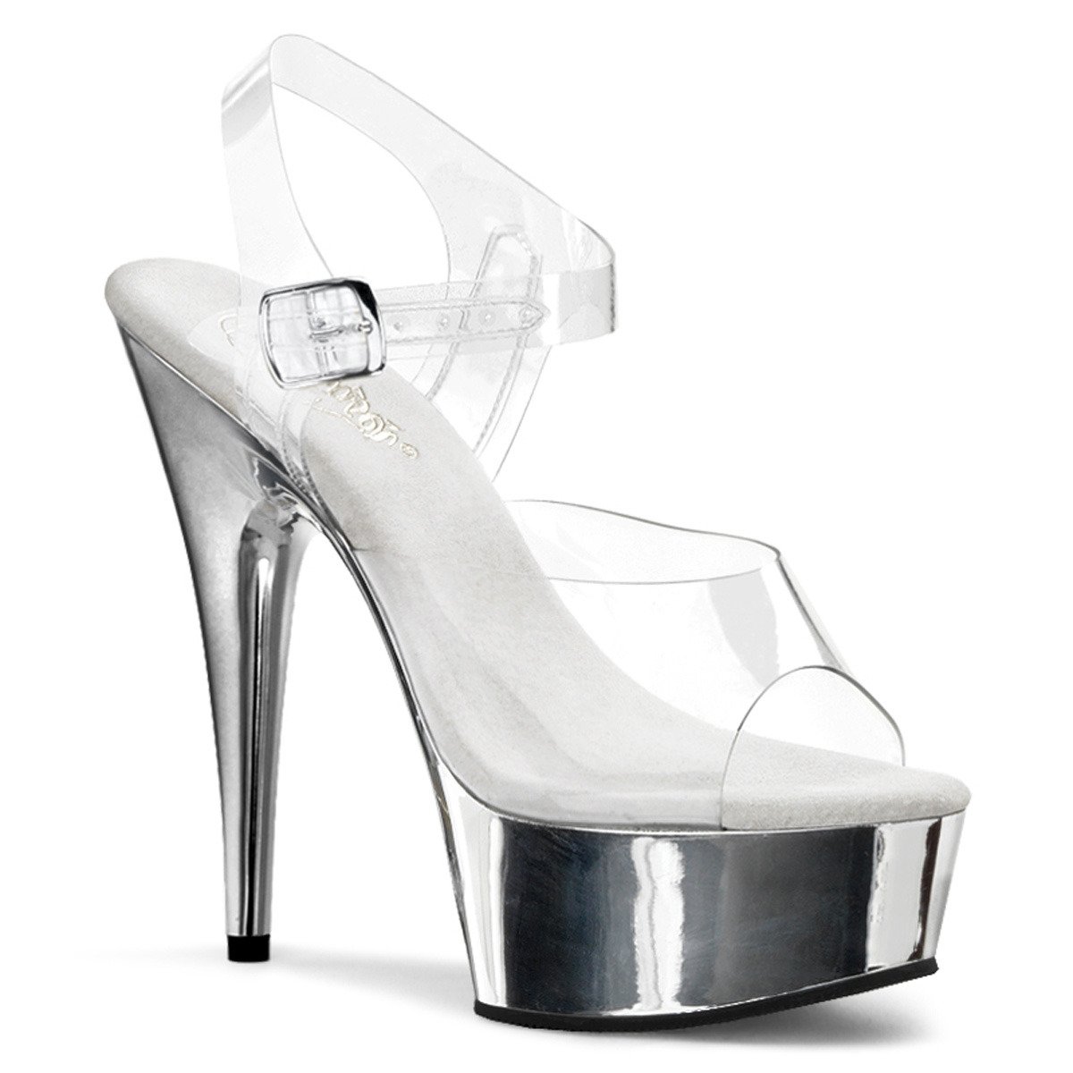 Pleaser Delight-608 C/SCH - Clear Platform High-Heel Sandals