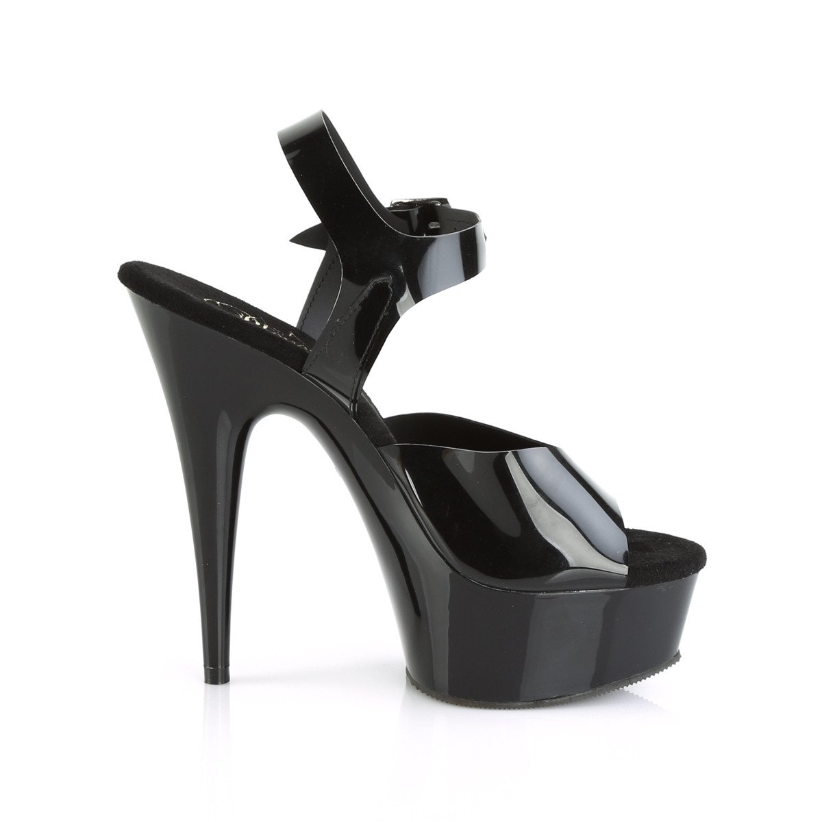 Pleaser Delight-608N BTPU/M - Black Platform High-Heel Sandals