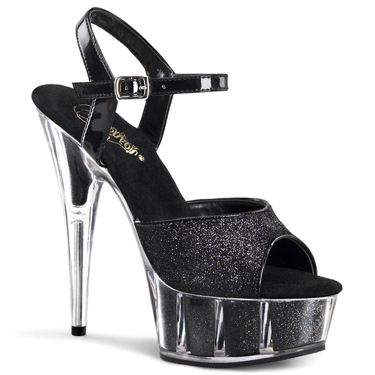 Pleaser Delight-609-5G B/M - Black Platform High-Heel Sandals