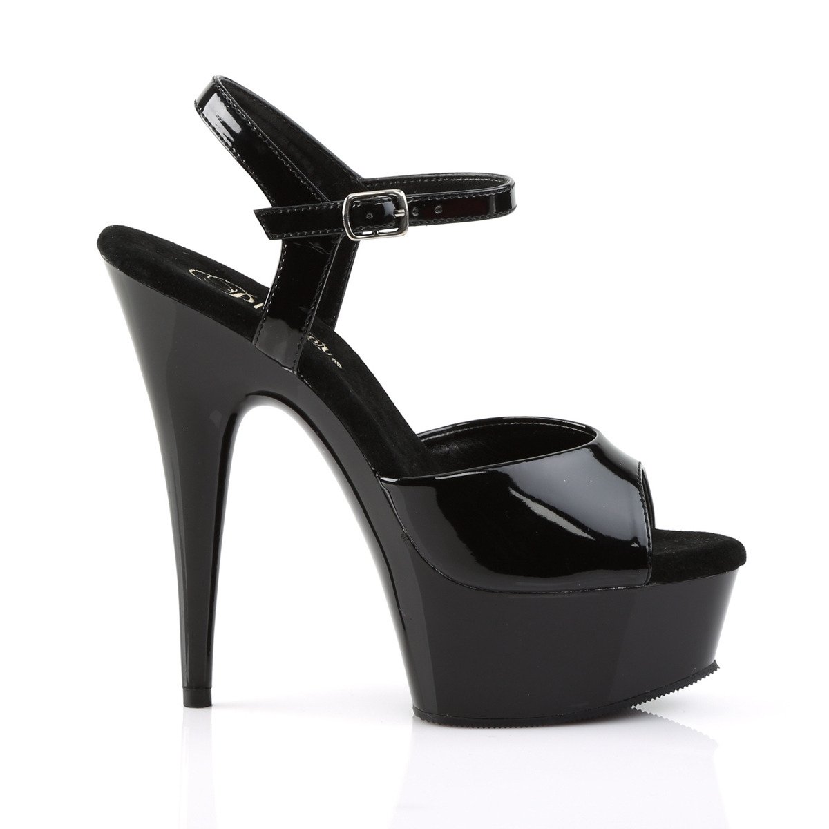 Pleaser Delight-609 B/M - Shiny Black Platform High-Heel Sandals
