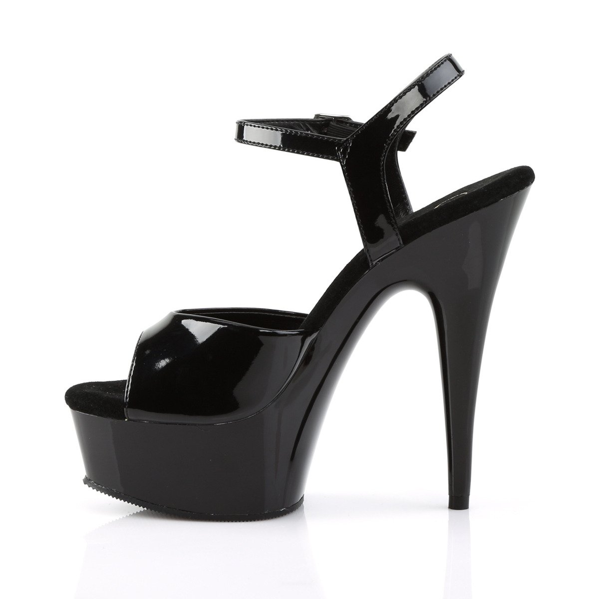 Pleaser Delight-609 B/M - Shiny Black Platform High-Heel Sandals