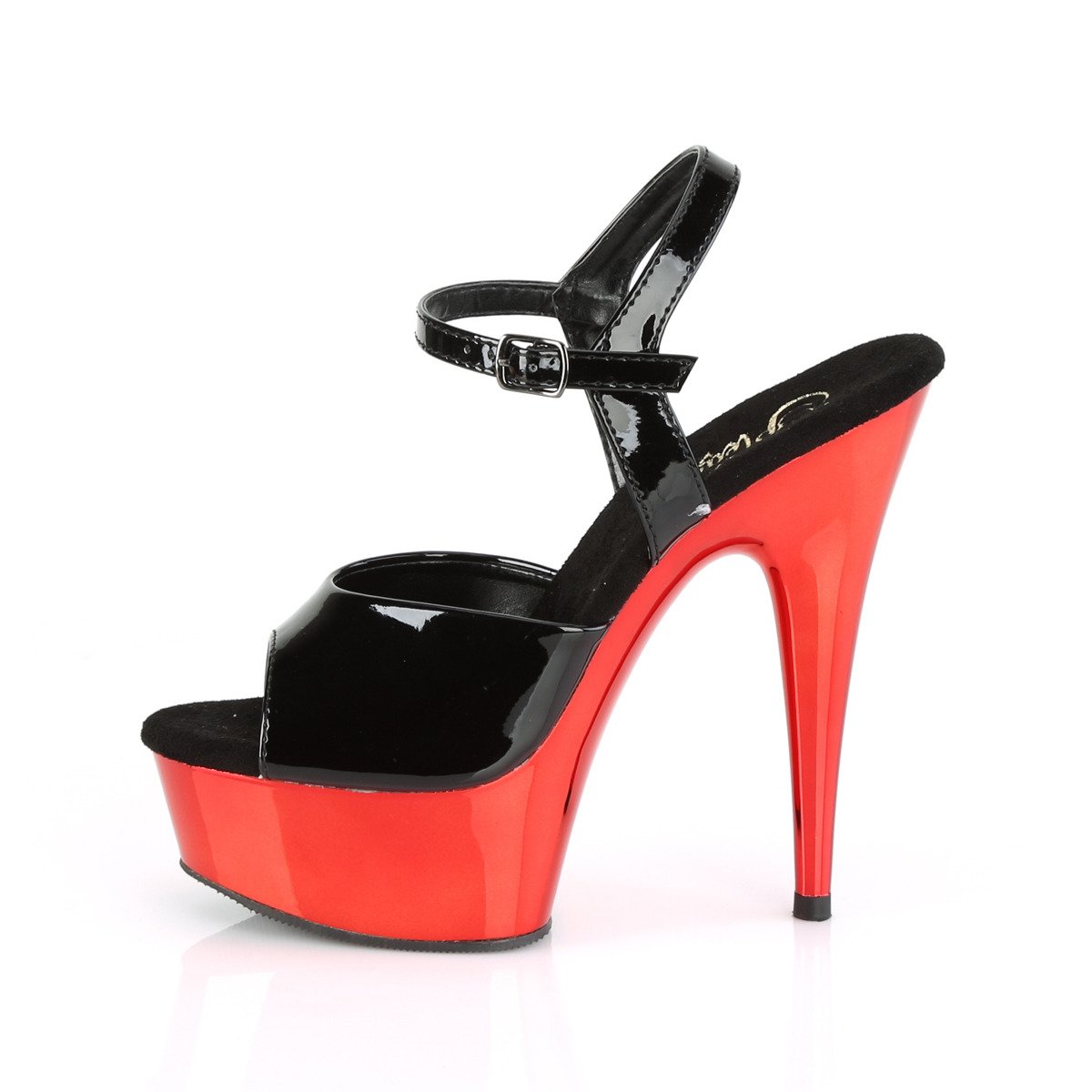 Pleaser Delight-609 B/RCH - Shiny Black Platform High-Heel Sandals