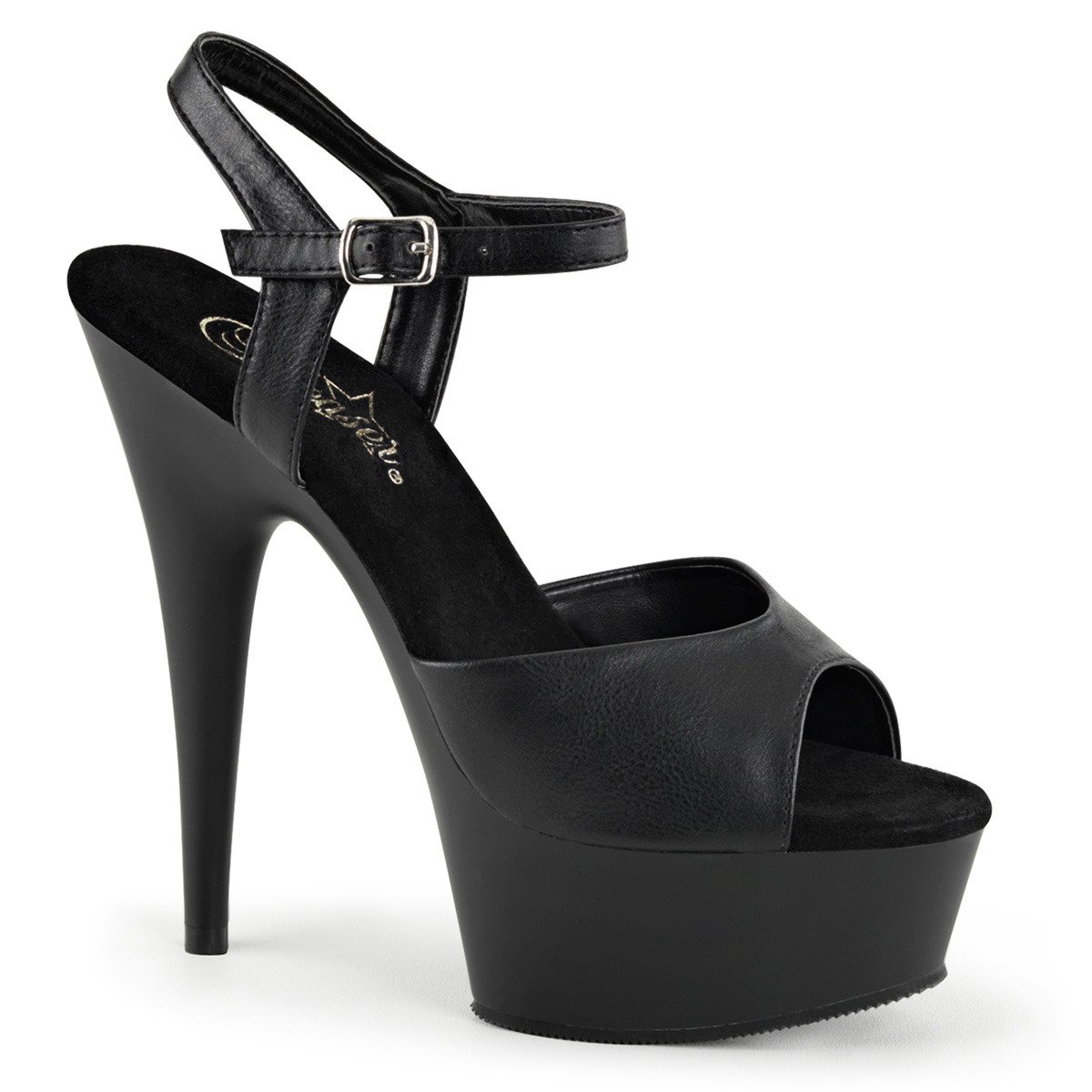 Pleaser Delight-609 BPU/M - Black Platform High-Heel Sandals