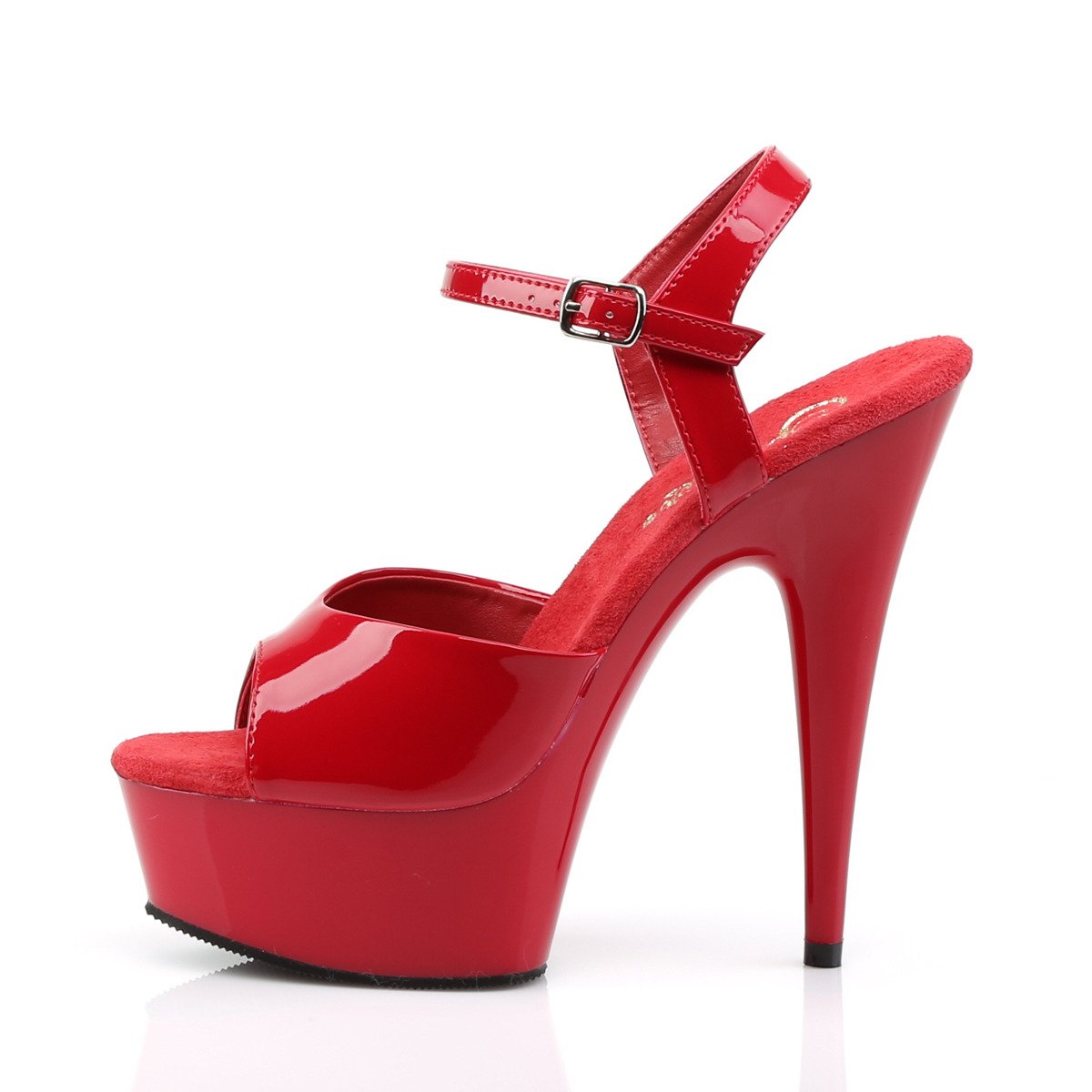 Pleaser Delight-609 R/M - Shiny Red Platform High-Heel Sandals
