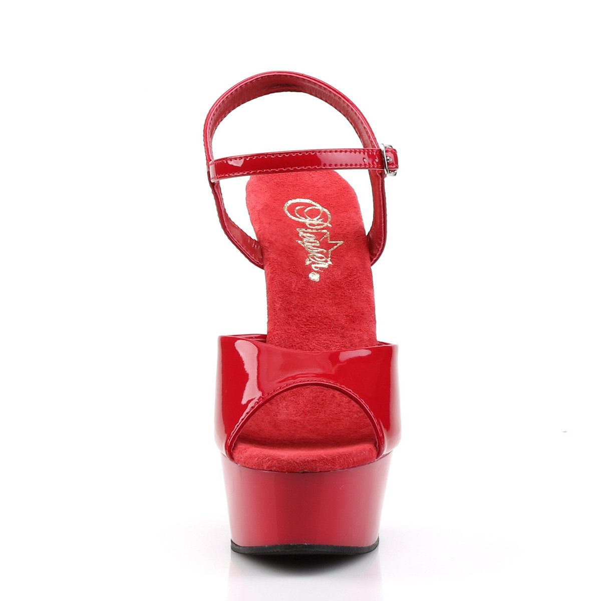 Pleaser Delight-609 R/M - Shiny Red Platform High-Heel Sandals