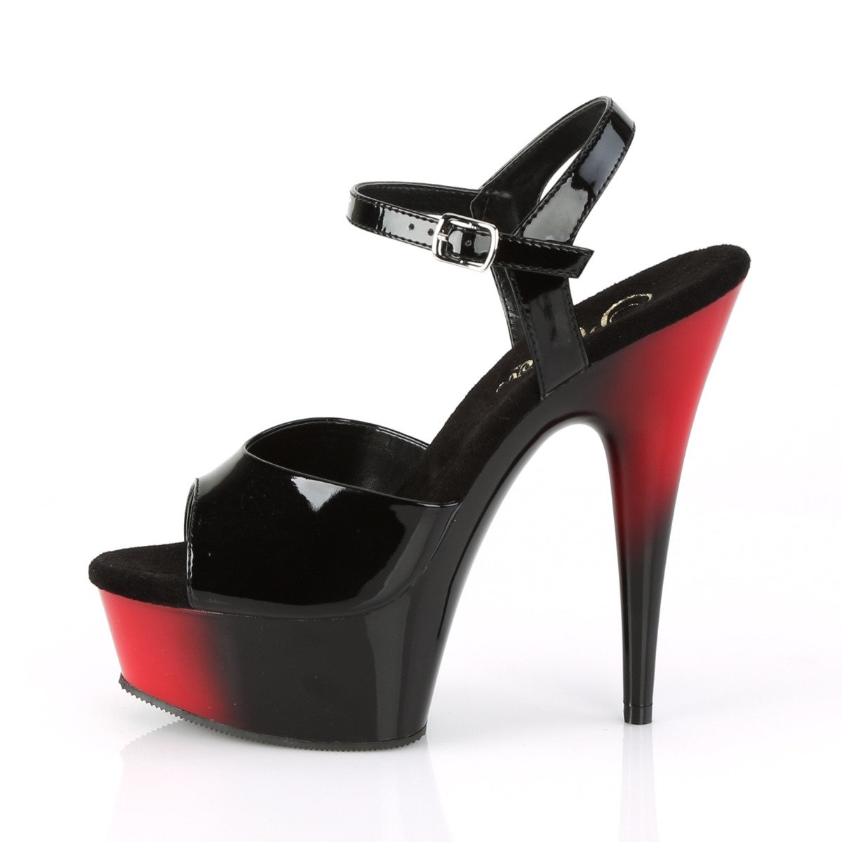 Pleaser Delight-609BR B/R-B - Shiny Black Platform High-Heel Sandals