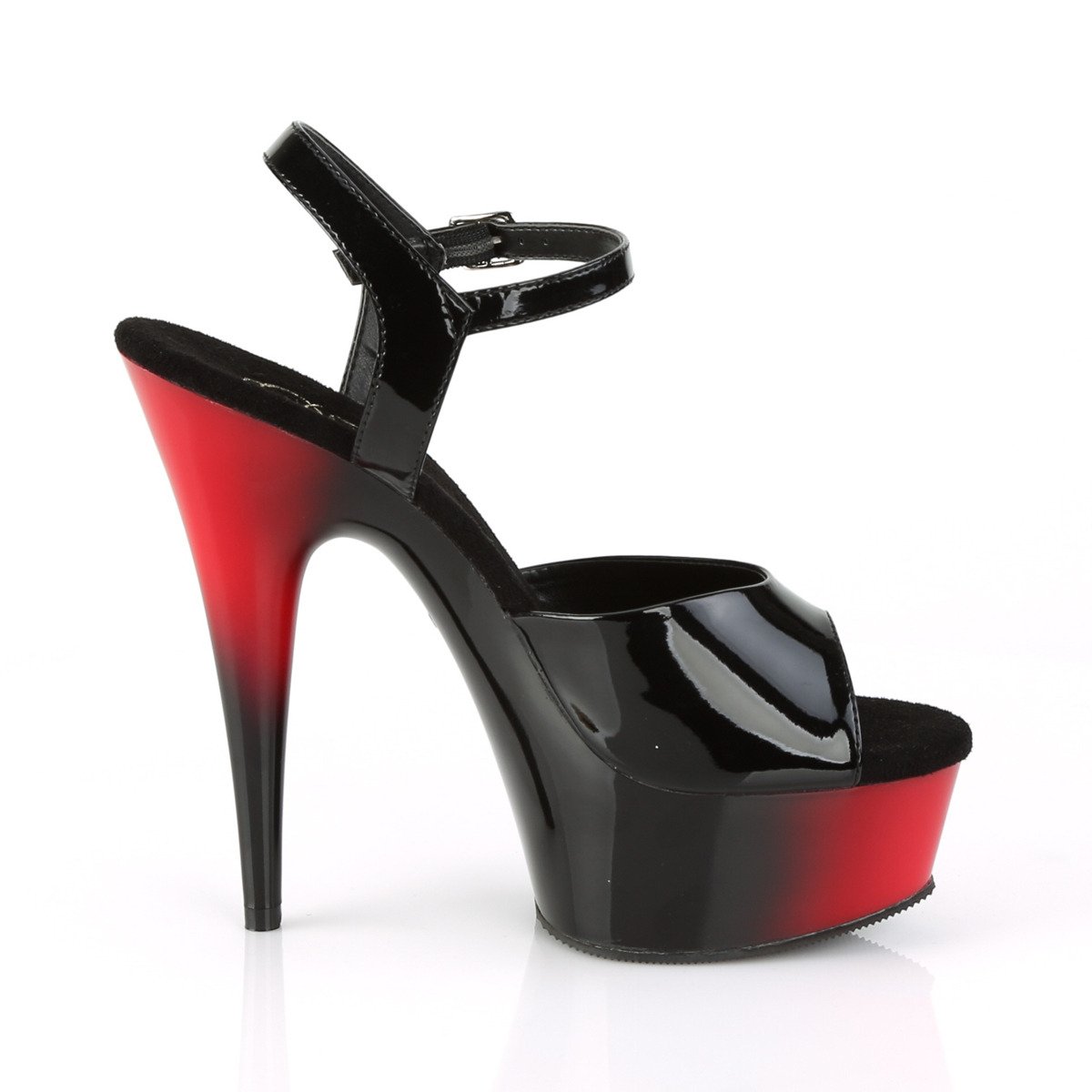 Pleaser Delight-609BR B/R-B - Shiny Black Platform High-Heel Sandals