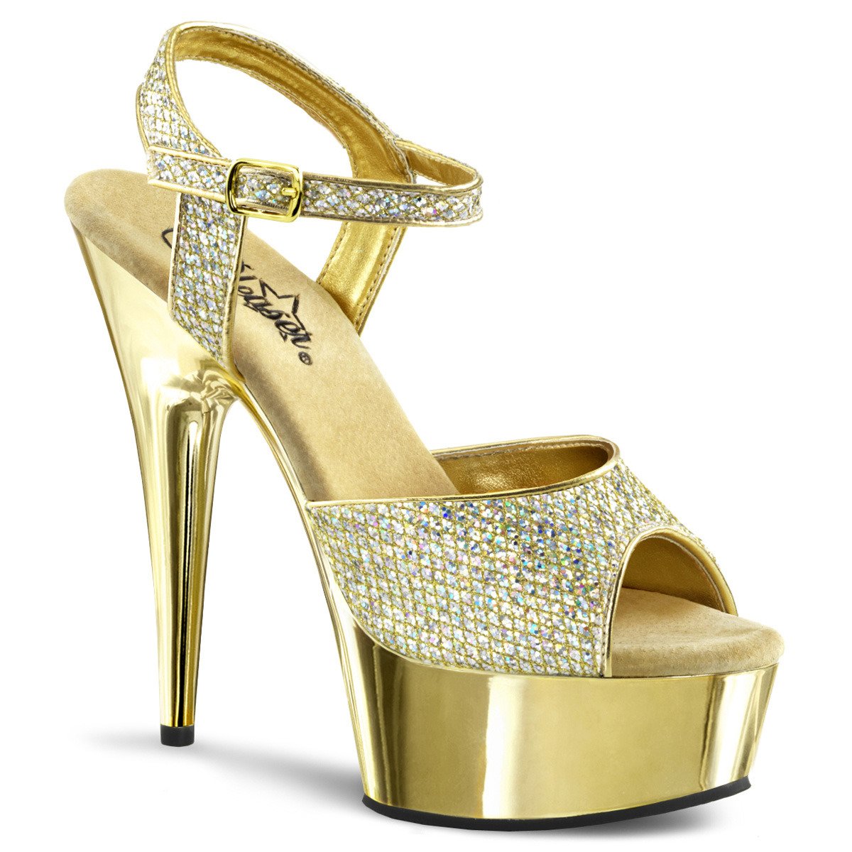 Pleaser Delight-609G G/M - Gold Platform High-Heel Sandals