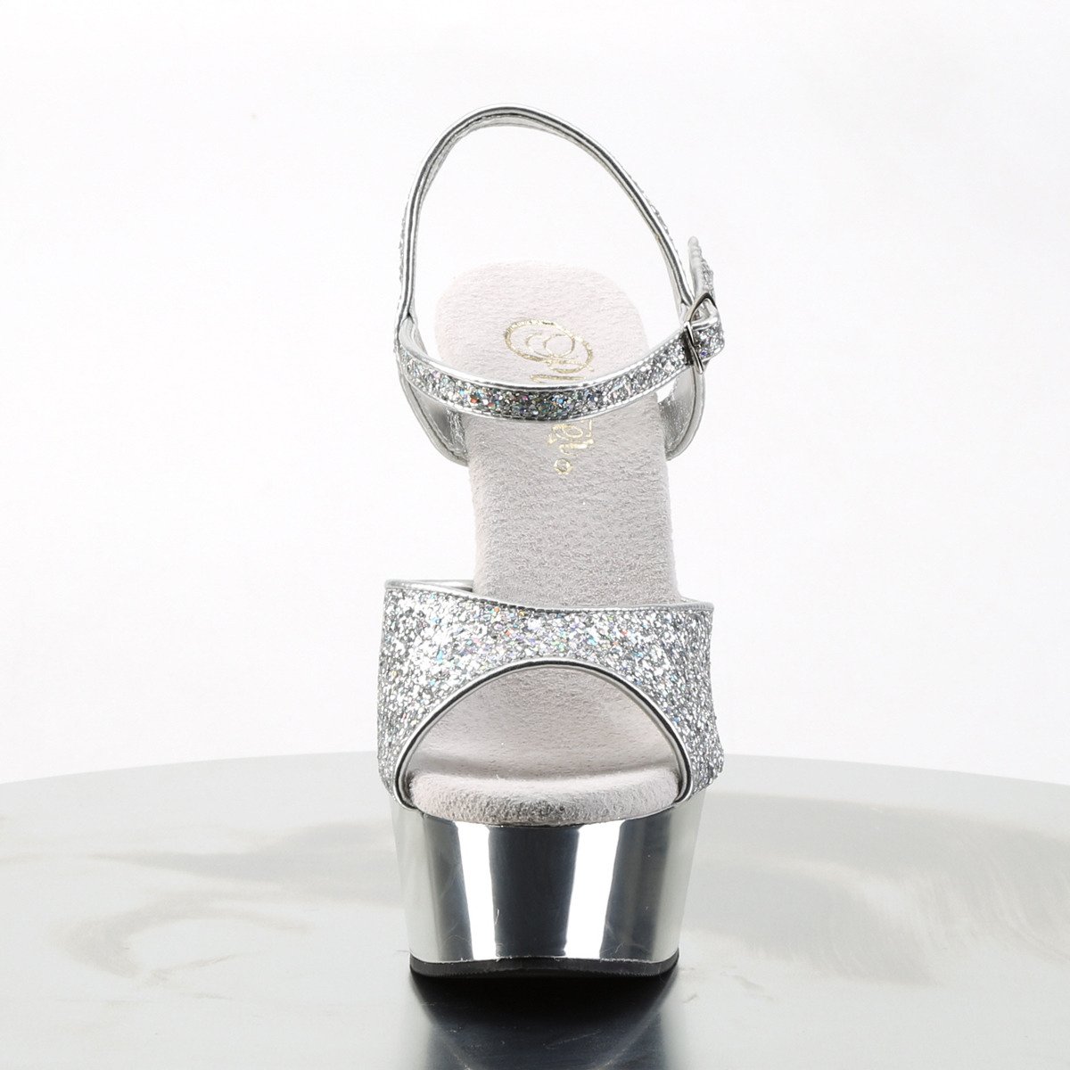 Pleaser Delight-609G S/M - Silver Platform High-Heel Sandals