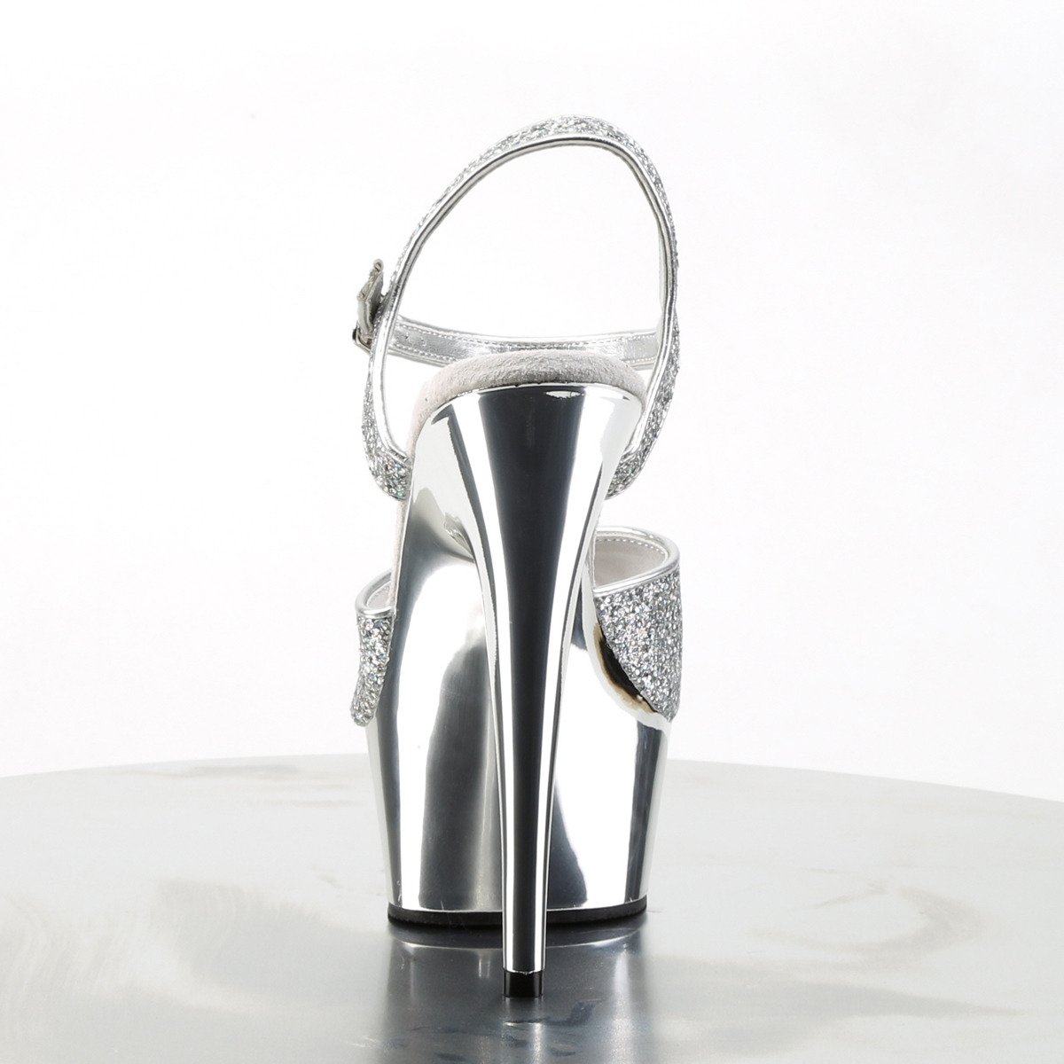 Pleaser Delight-609G S/M - Silver Platform High-Heel Sandals
