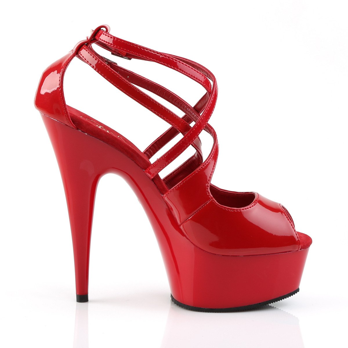 Pleaser Delight-612 R/M - Shiny Red Platform High-Heel Sandals