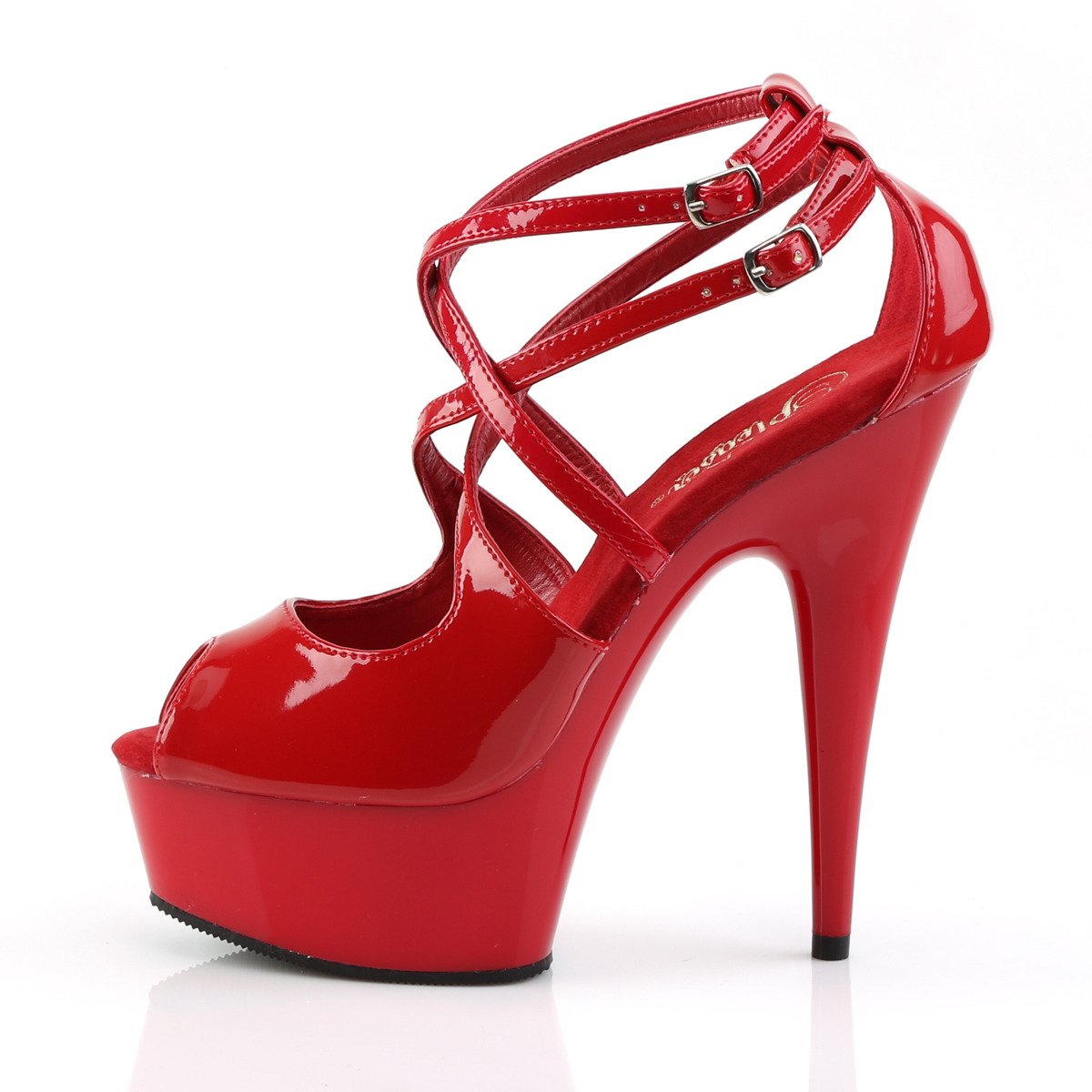 Pleaser Delight-612 R/M - Shiny Red Platform High-Heel Sandals