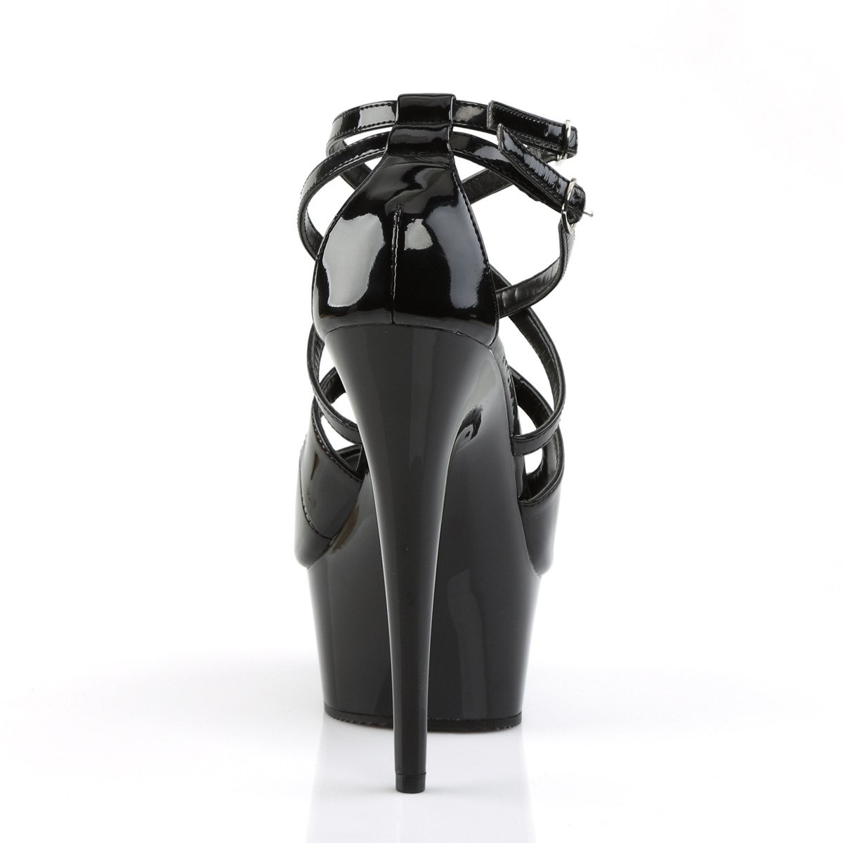 Pleaser Delight-612 B/M - Shiny Black Platform High-Heel Sandals