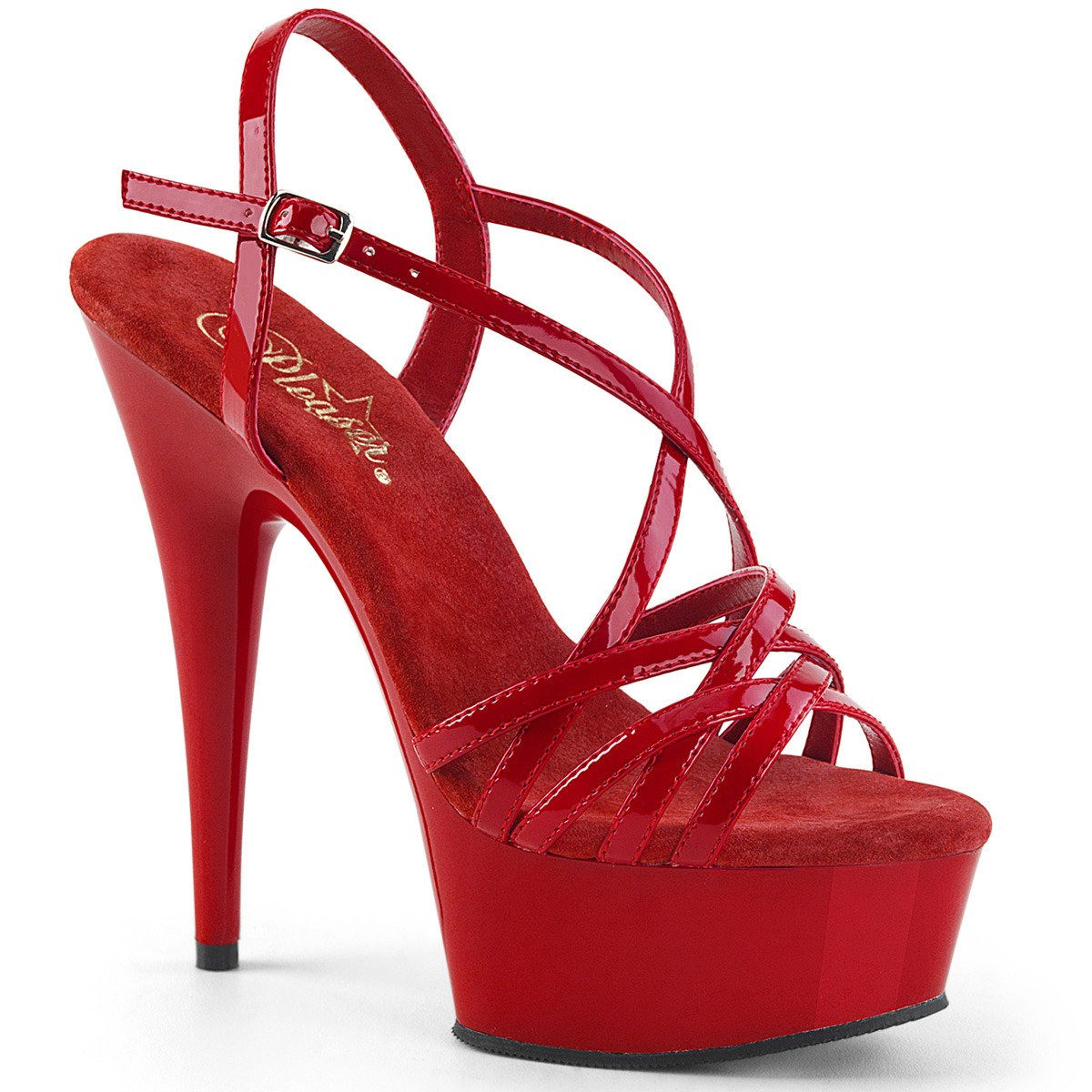 Pleaser Delight-613 R/M - Shiny Red Platform High-Heel Sandals