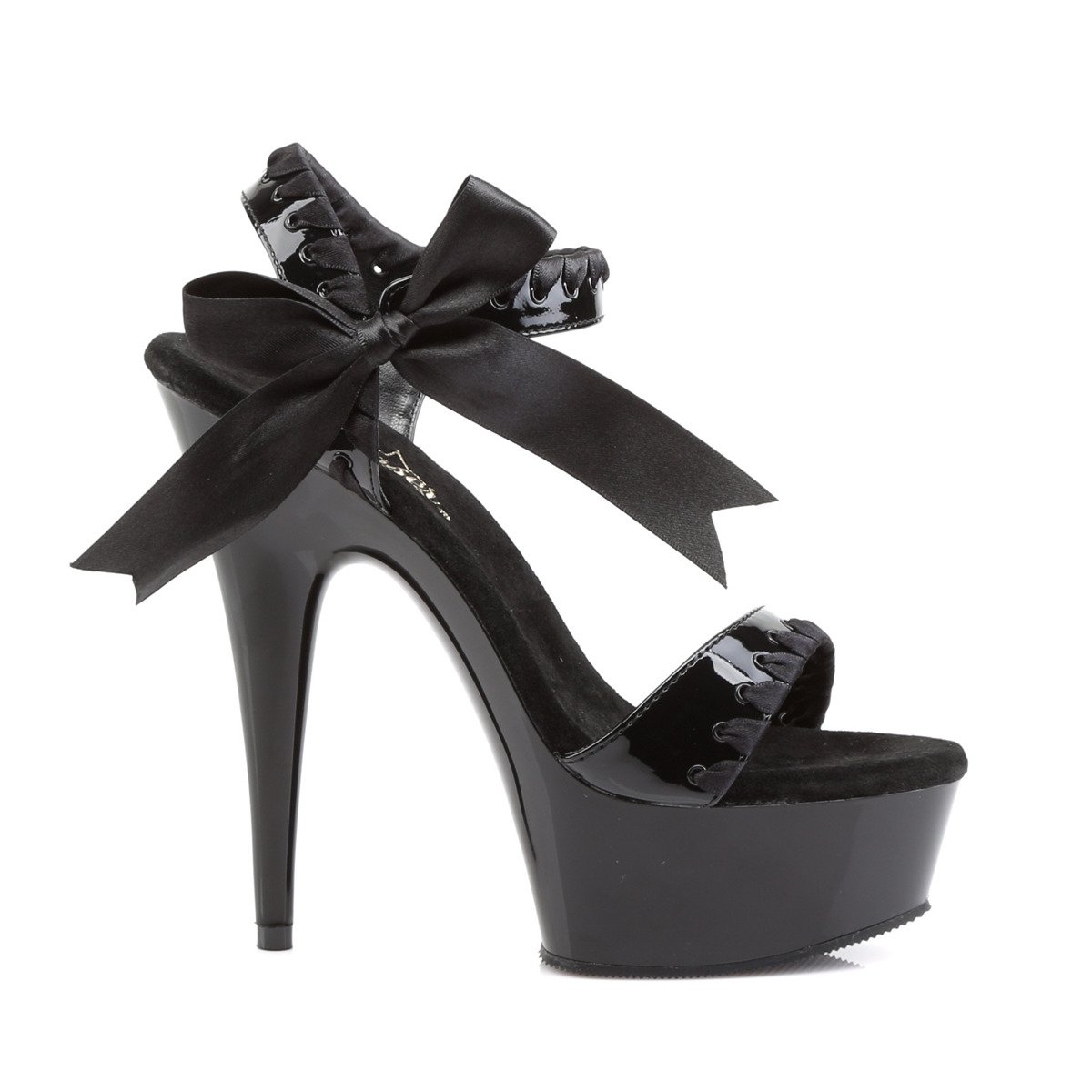 Pleaser Delight-615 B/M - Shiny Black Platform High-Heel Sandals