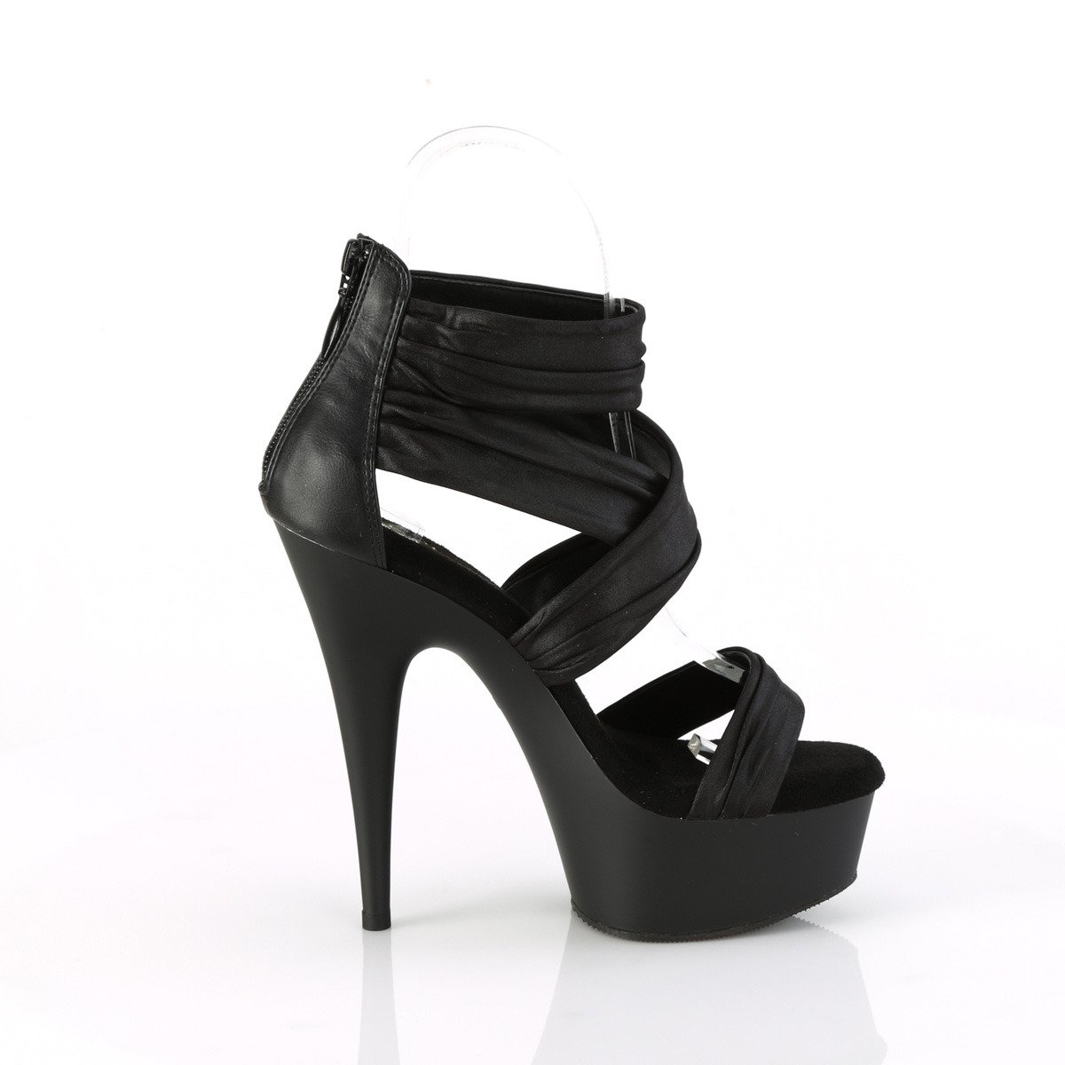 Pleaser Delight-620 BPUFA/M - Black Platform High-Heel Strap Heels