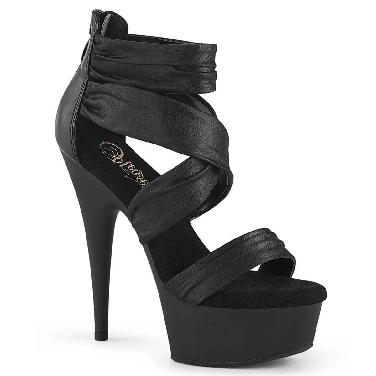 Pleaser Delight-620 BPUFA/M - Black Platform High-Heel Strap Heels