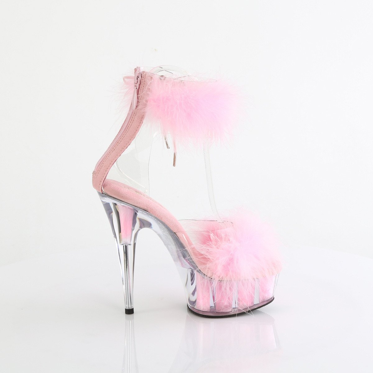 Pleaser Delight-624F C-BPFUR/M - Pink Platform High-Heel Ankle Strap Heels