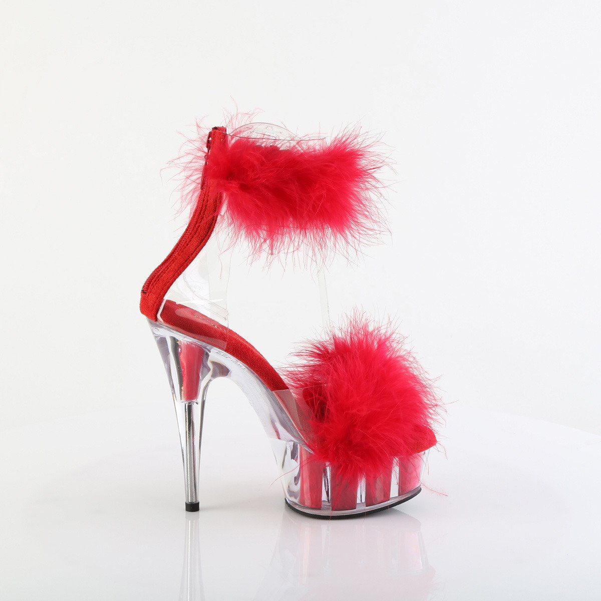 Pleaser Delight-624F C-RFUR/M - Clear Platform High-Heel Ankle Strap Heels