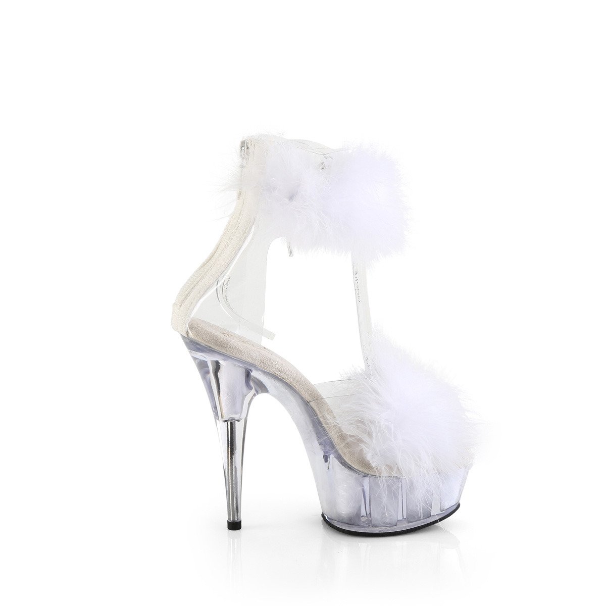 Pleaser Delight-624F C-WFUR/M - Clear Platform High-Heel Ankle Strap Heels