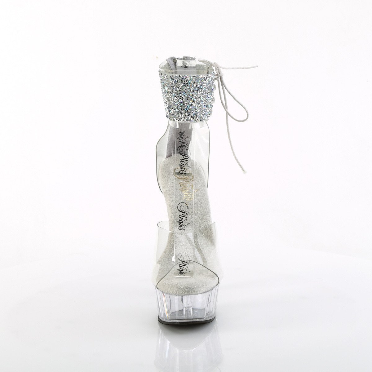 Pleaser Delight-624RS-02 C-SRS/C - Clear Platform High-Heel Ankle Strap Heels