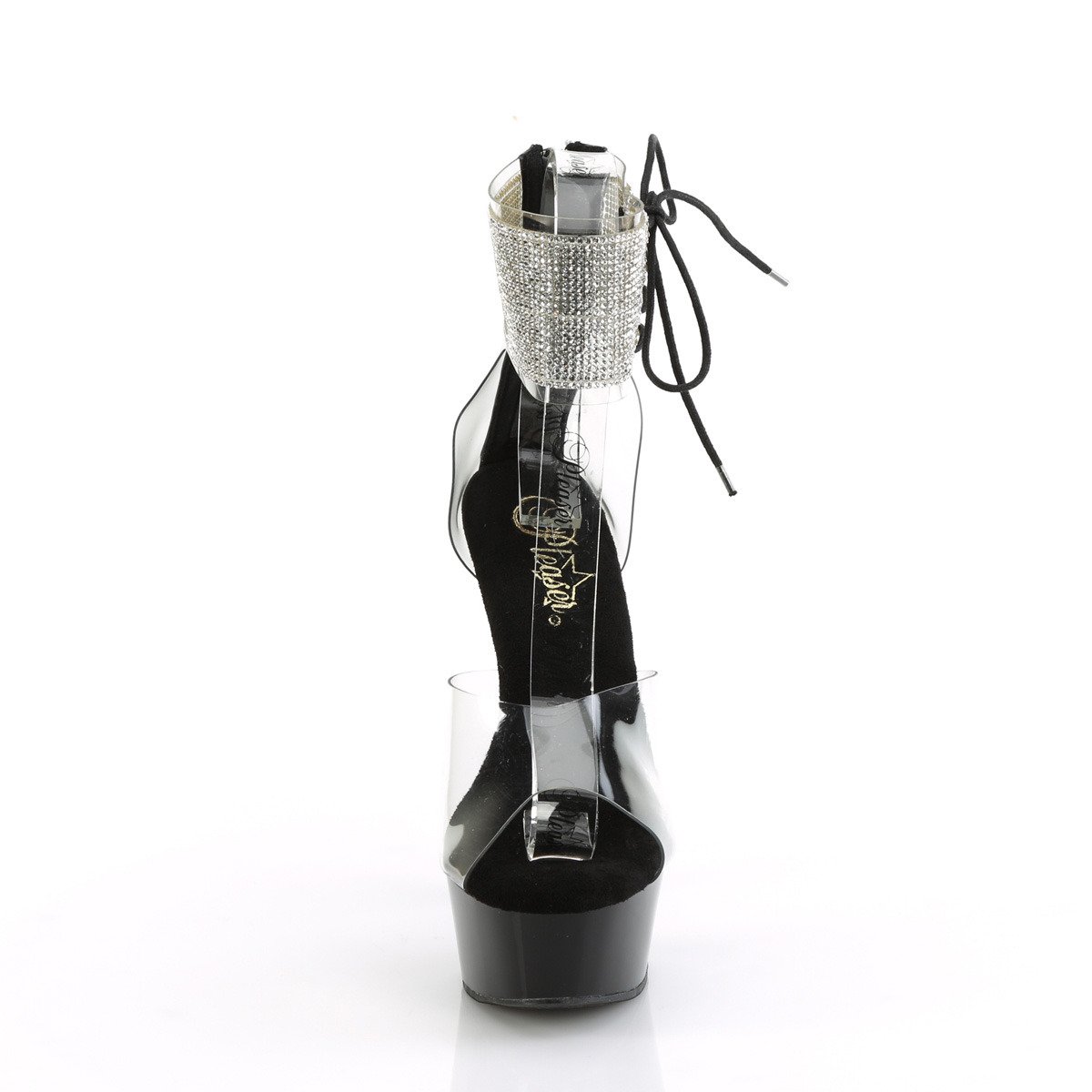 Pleaser Delight-624RS C/B - Clear Platform High-Heel Ankle Strap Heels