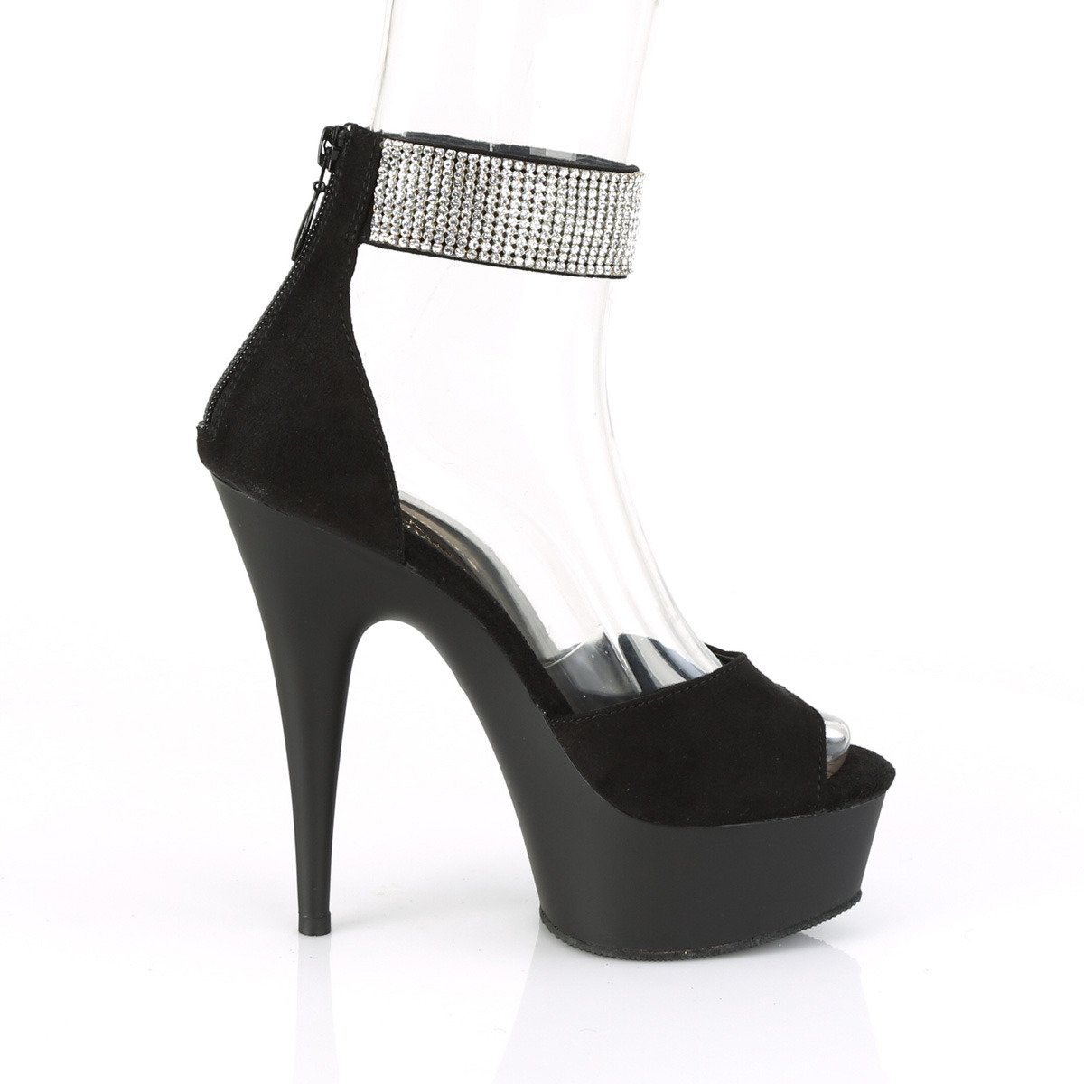 Pleaser Delight-625 BFS/M - Black Platform High-Heel Ankle Strap Heels