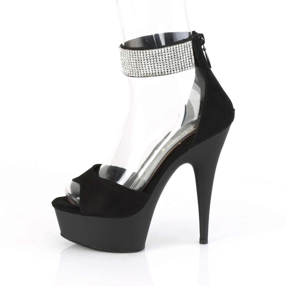 Pleaser Delight-625 BFS/M - Black Platform High-Heel Ankle Strap Heels