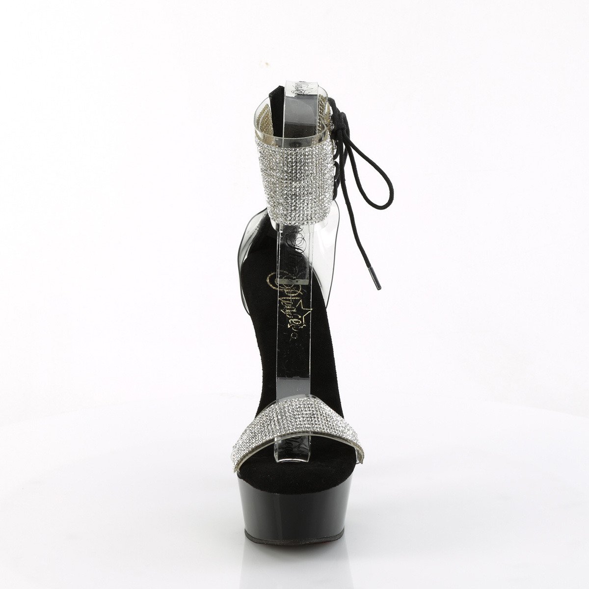 Pleaser Delight-627RS C-B/B - Black Platform High-Heel Ankle Strap Heels