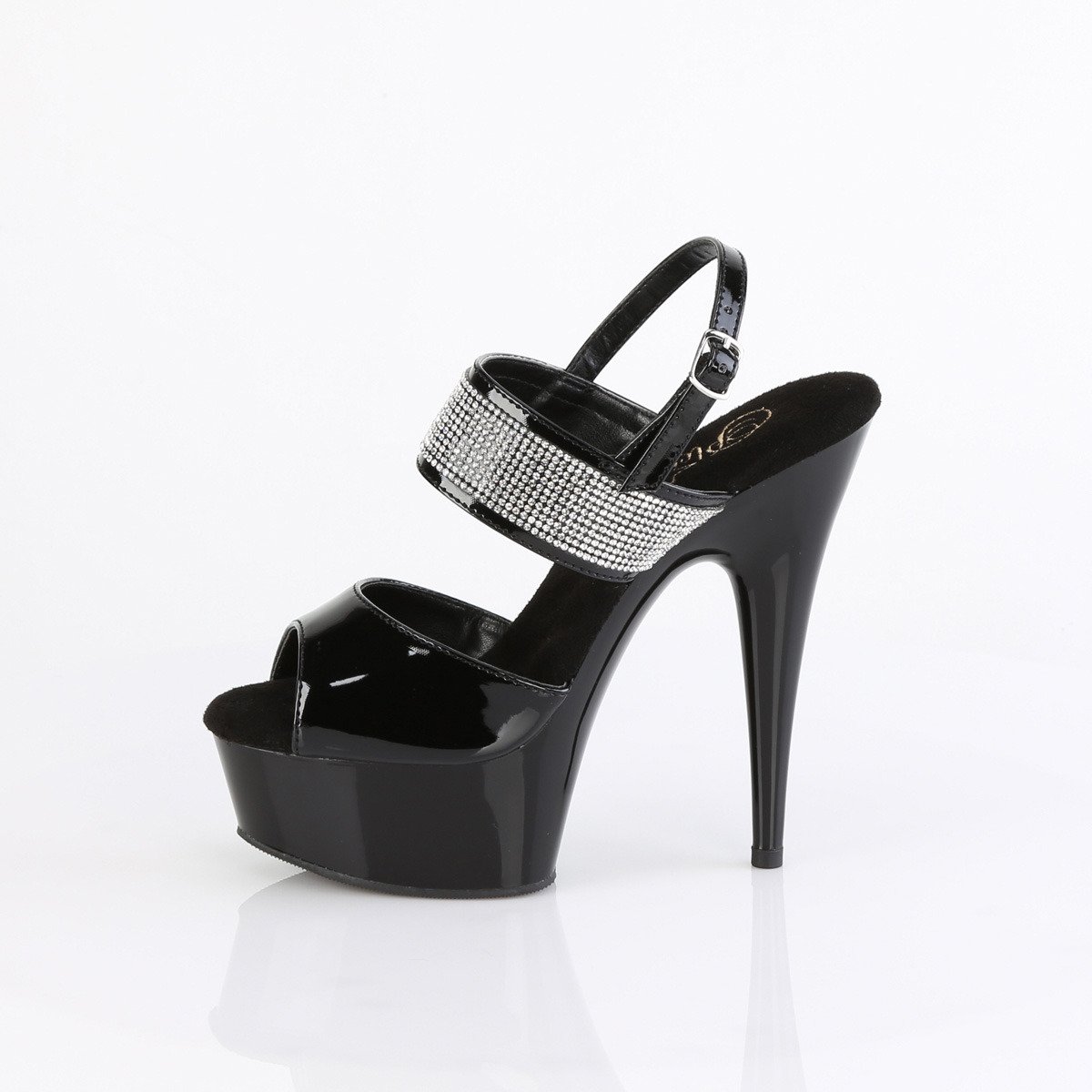 Pleaser Delight-639 B/M - Shiny Black Platform High-Heel Sandals