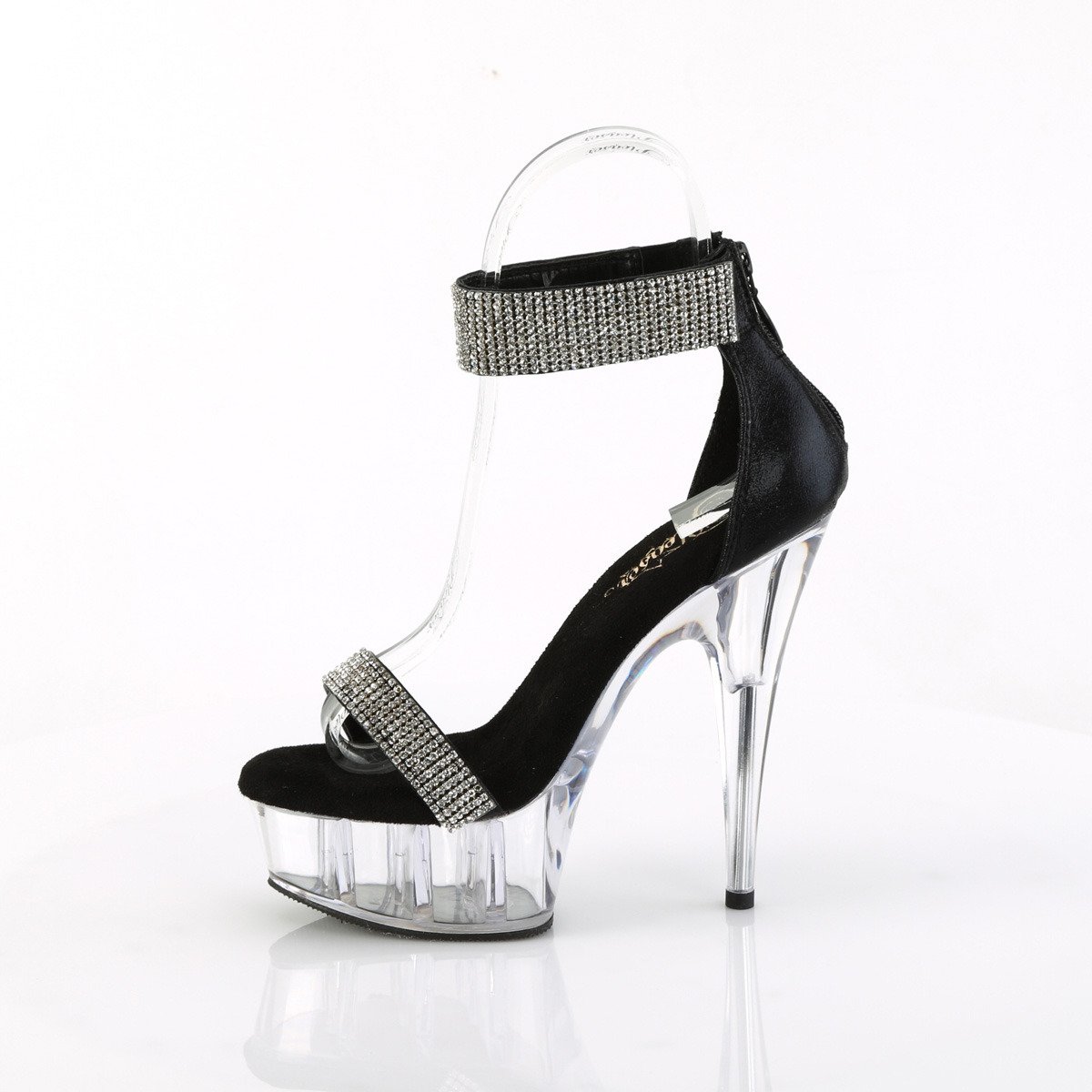 Pleaser Delight-641 BFA/C - Black Platform High-Heel Ankle Strap Heels
